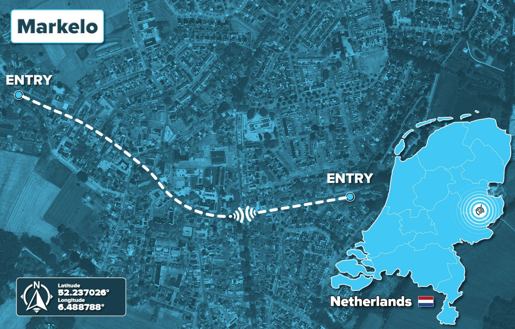 Markelo Holland Drilling Brownline Drillguide HDD Intersect Radar 2tone map