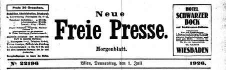 Testata della Neue Freie Presse al tempo di Freud
