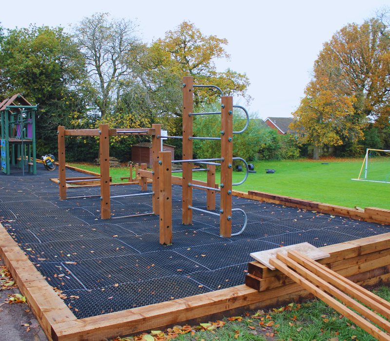 RubbaGrass® Black Mats in a Children's Play Area