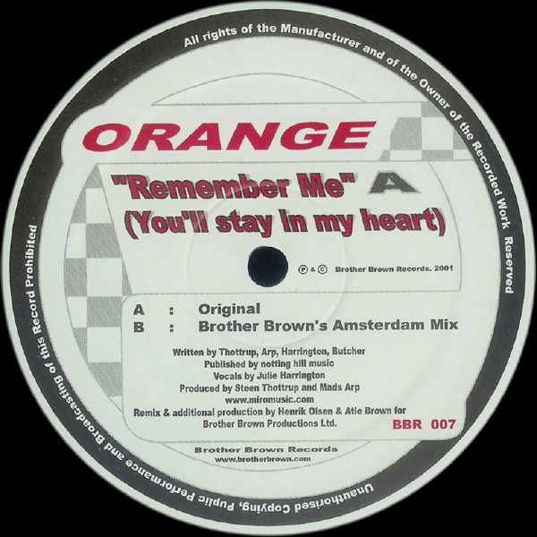 Orange — Remember Me (You'll Stay In My Heart)