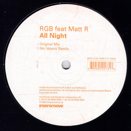 RGB Feat. Matt R — All Night