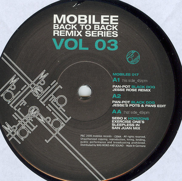 Pan-Pot / Sebo K — Mobilee Back To Back Remix Series Vol 03
