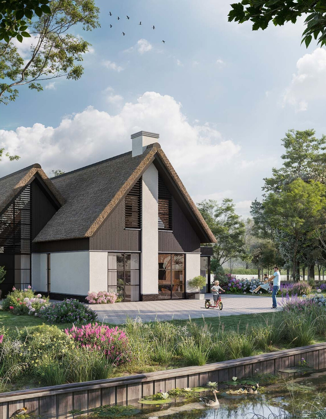 Luxe villa aan het water bouwen