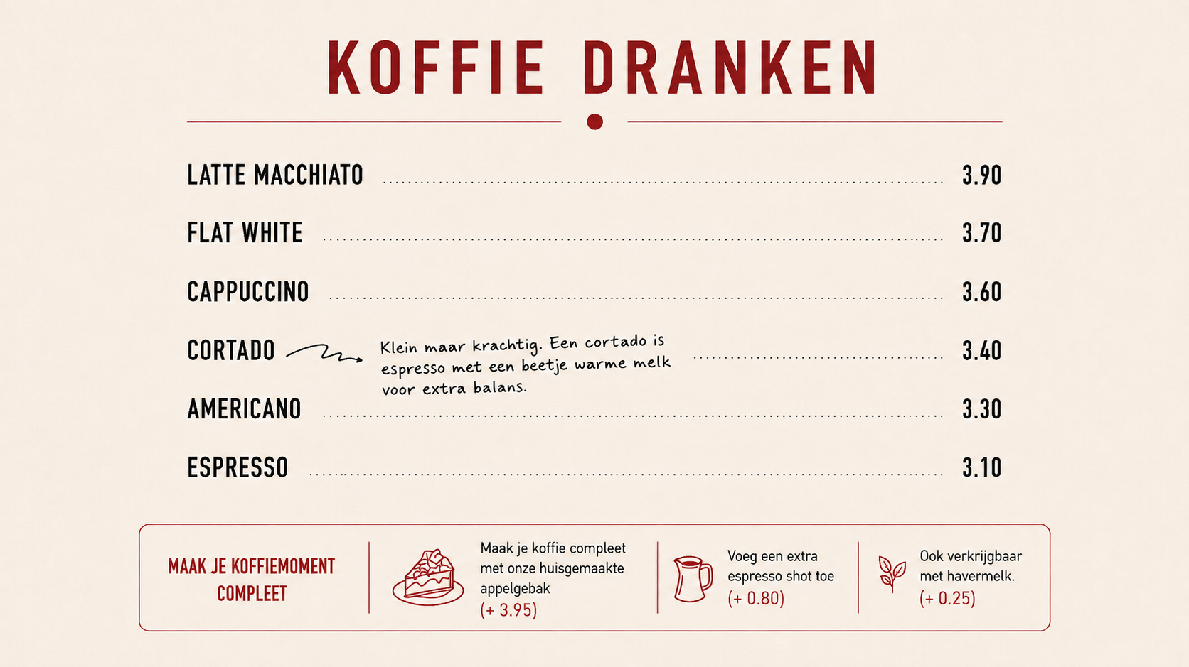 Extra's voor op koffiekaart
