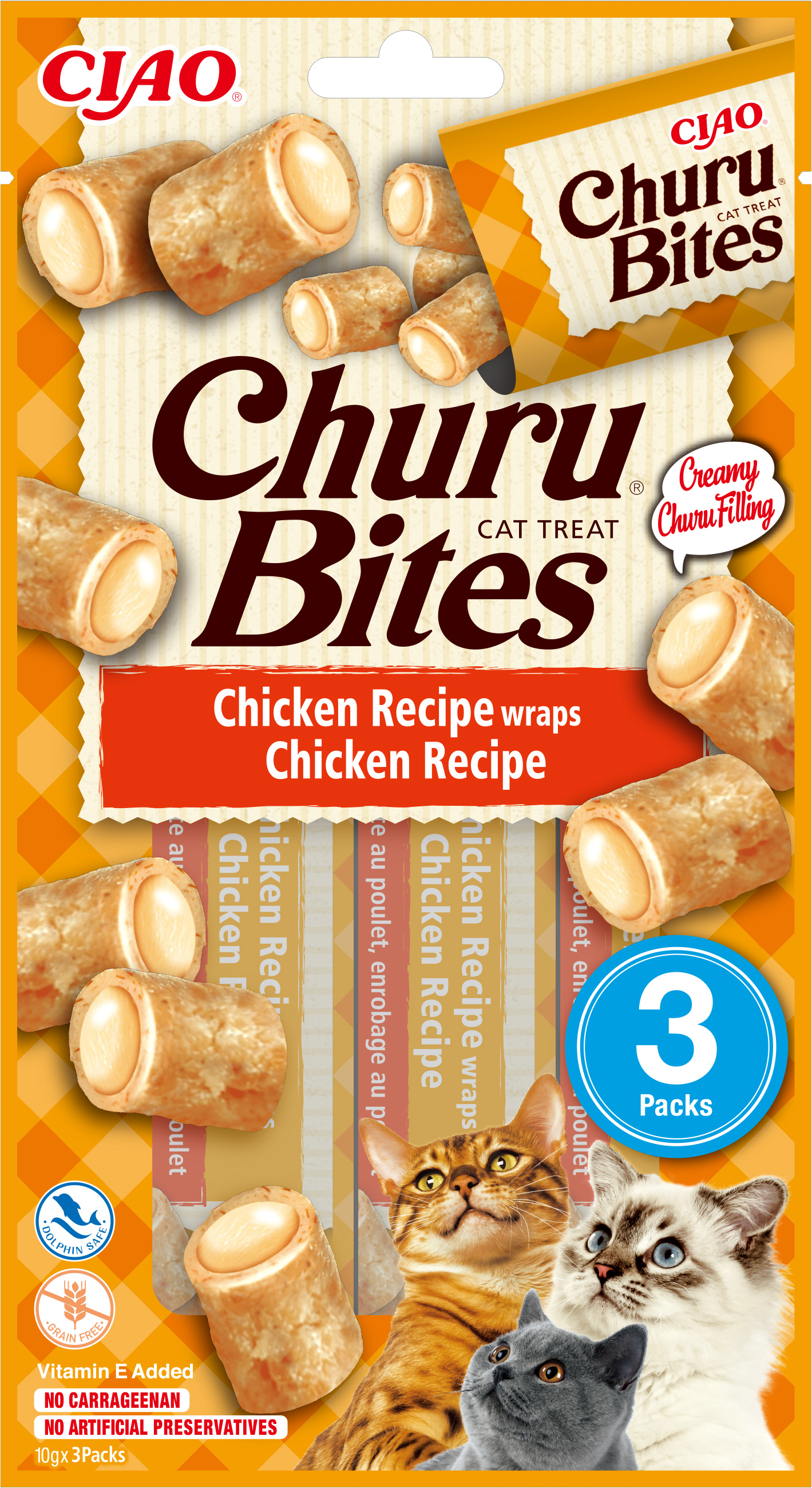 Inaba Churu Bites pour chats Poulet fourré au poulet - par 12 pièces