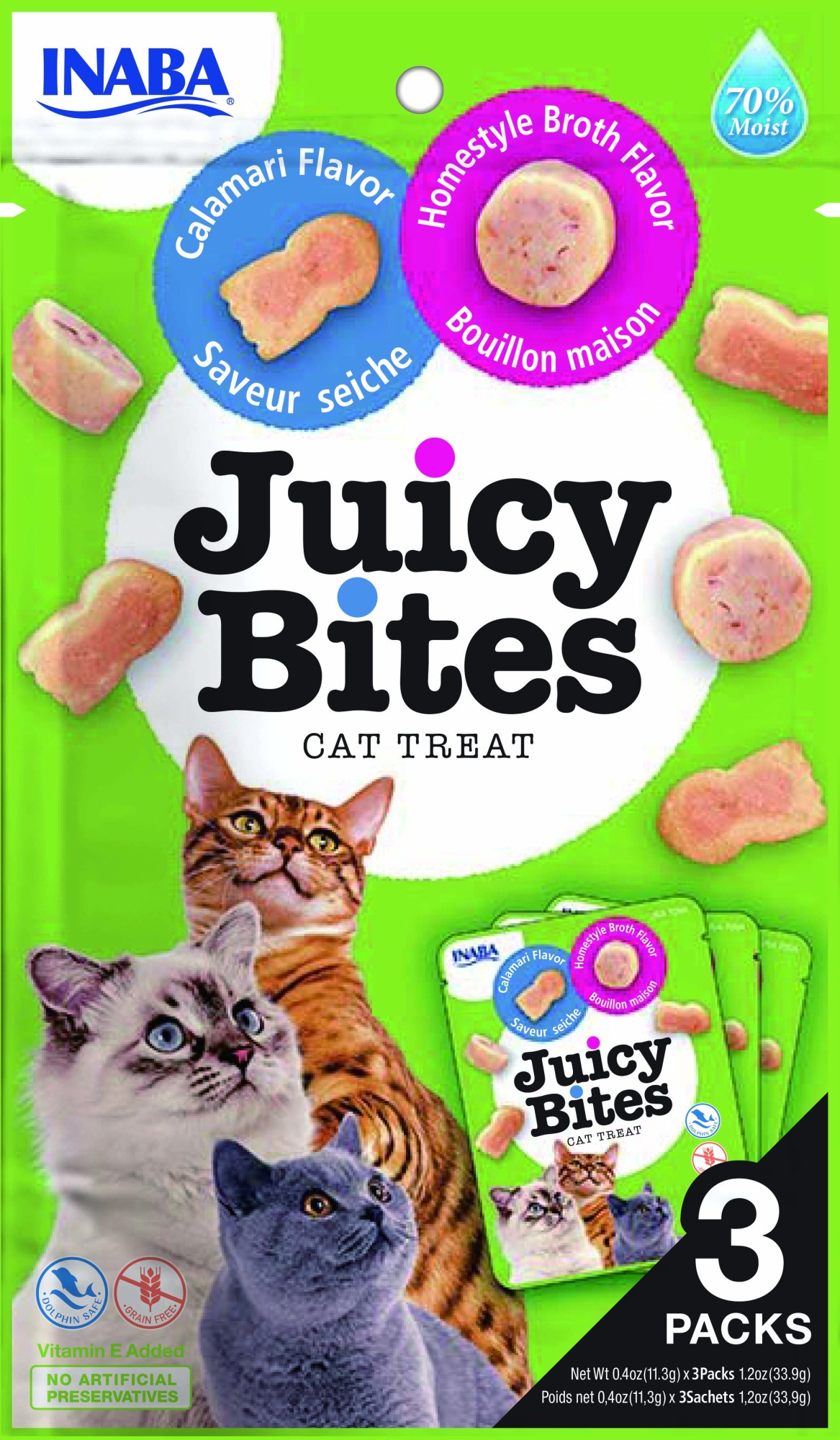 Inaba Juicy Bites kat Homestyle Broth en inktvis - per 6 stuks