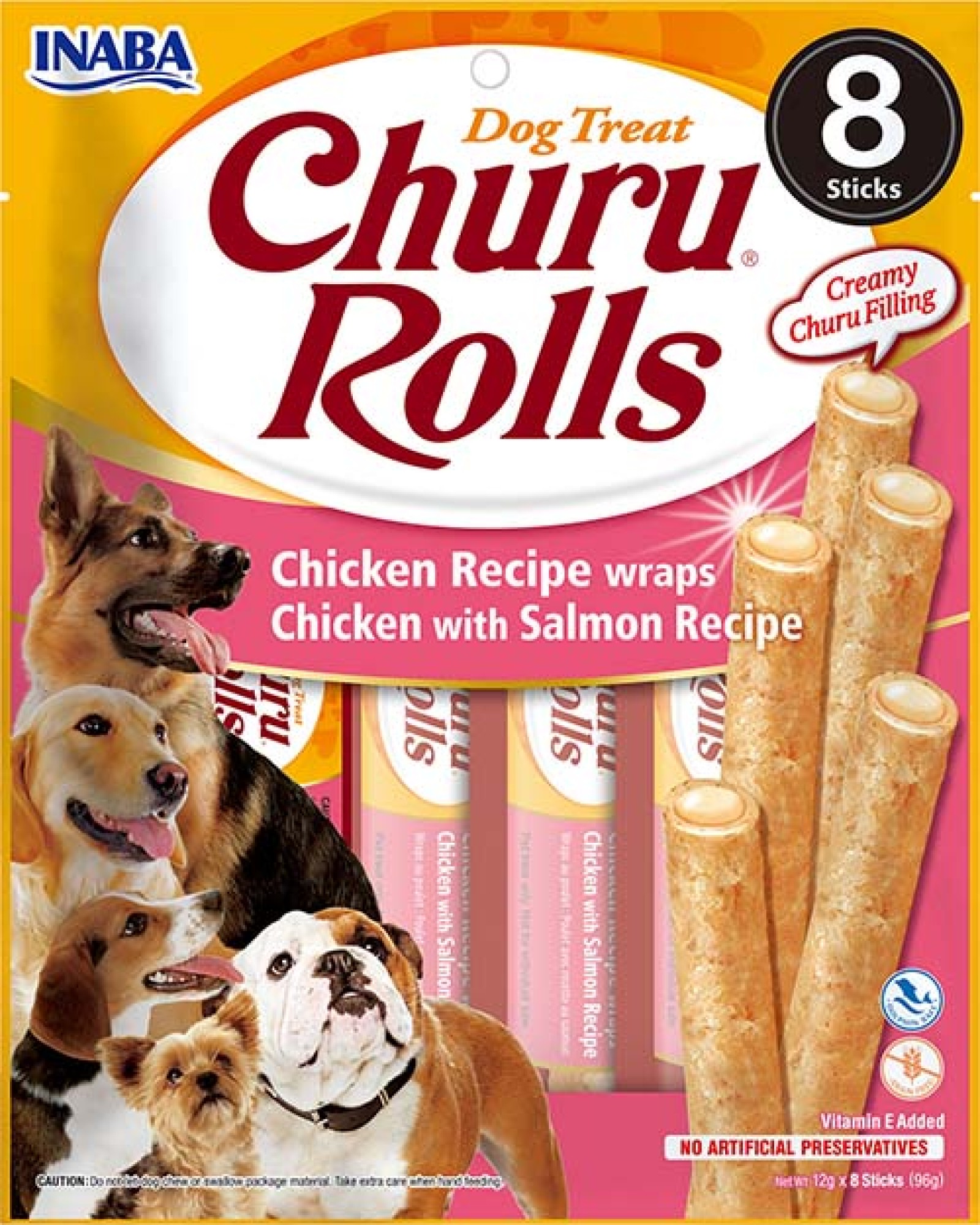 Inaba Churu Rolls hond Kip met zalm - per 8 stuks