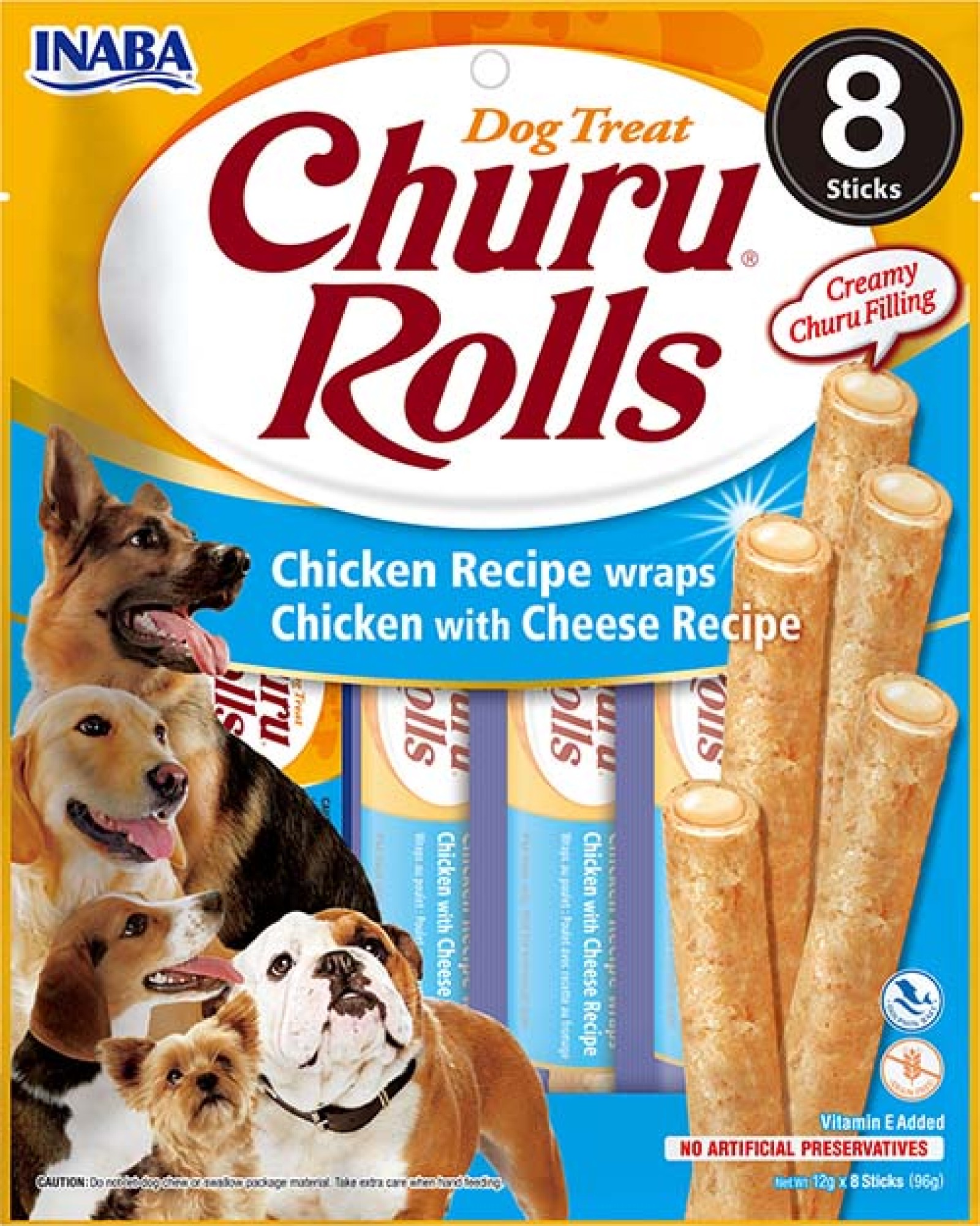 Inaba Churu Rolls hond Kip met kaas - per 8 stuks