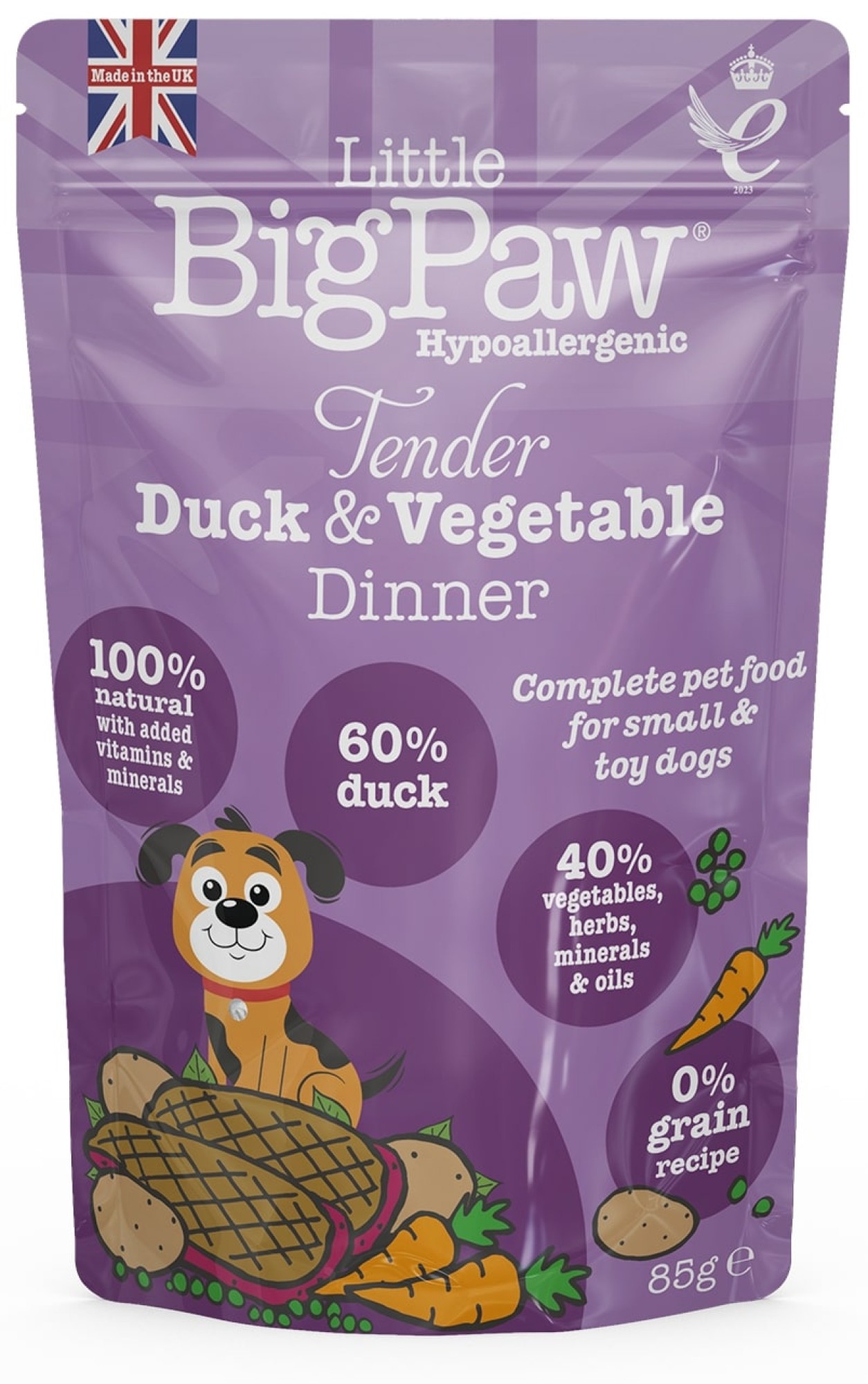 Little Big Paw natvoeding voor de hond Eend met groente 85 gr. - per 12 stuks