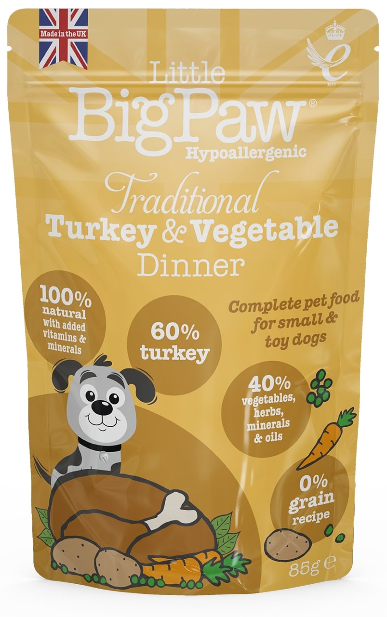 Little Big Paw natvoeding voor de hond Kalkoen met groente 85 gr. - per 12 stuks