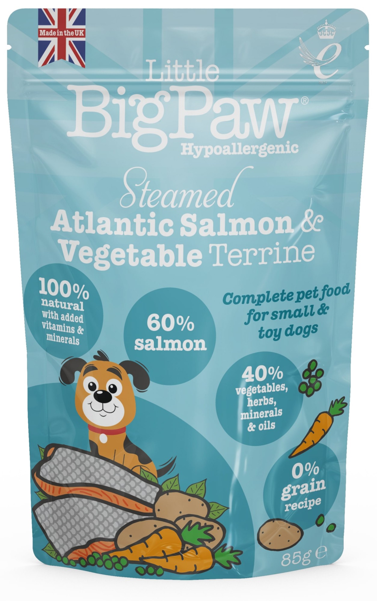 Little Big Paw natvoeding voor de hond Zalm met groente 85 gr. - per 12 stuks