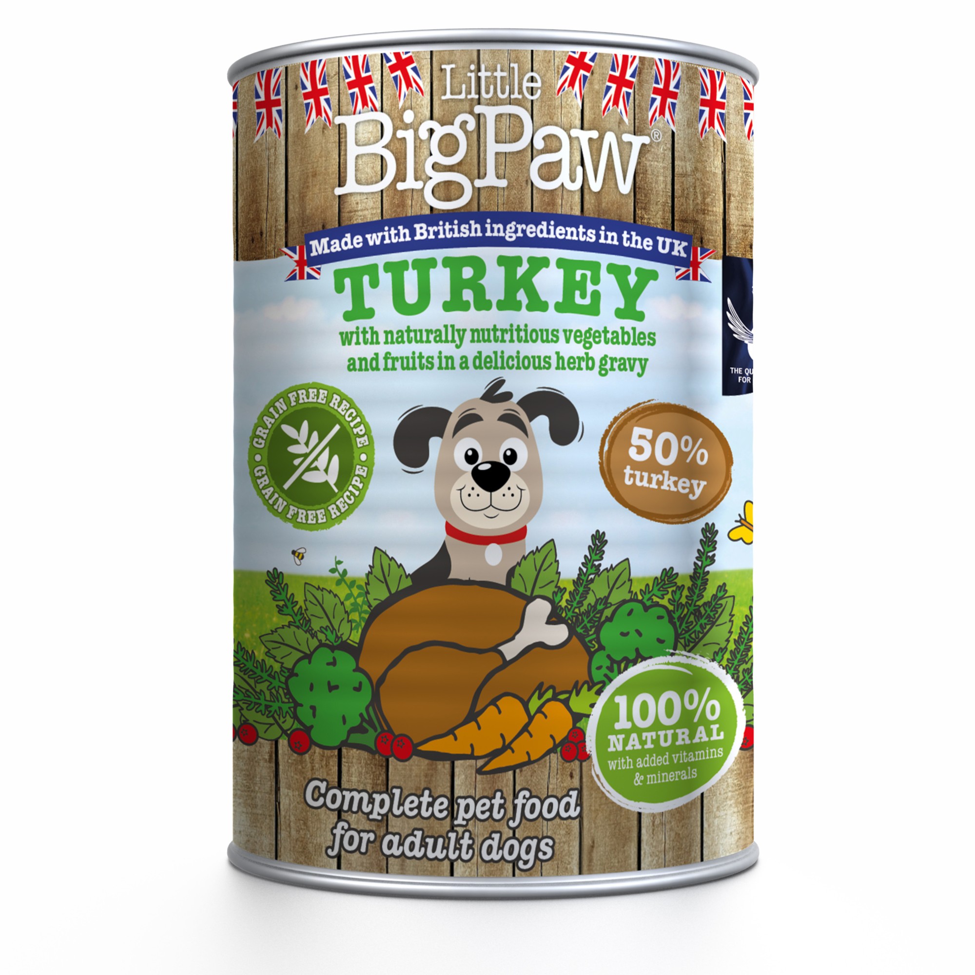 Little Big Paw natvoeding voor de hond Kalkoen met groente in saus 390 gr. - per 12 stuks