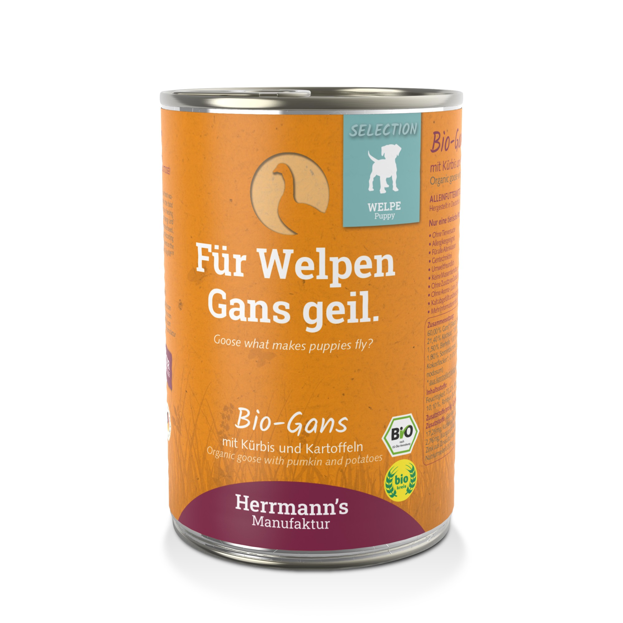 Herrmann's Selection pour chiots Bio Oie avec potiron 400 gr. - par 6 pièces