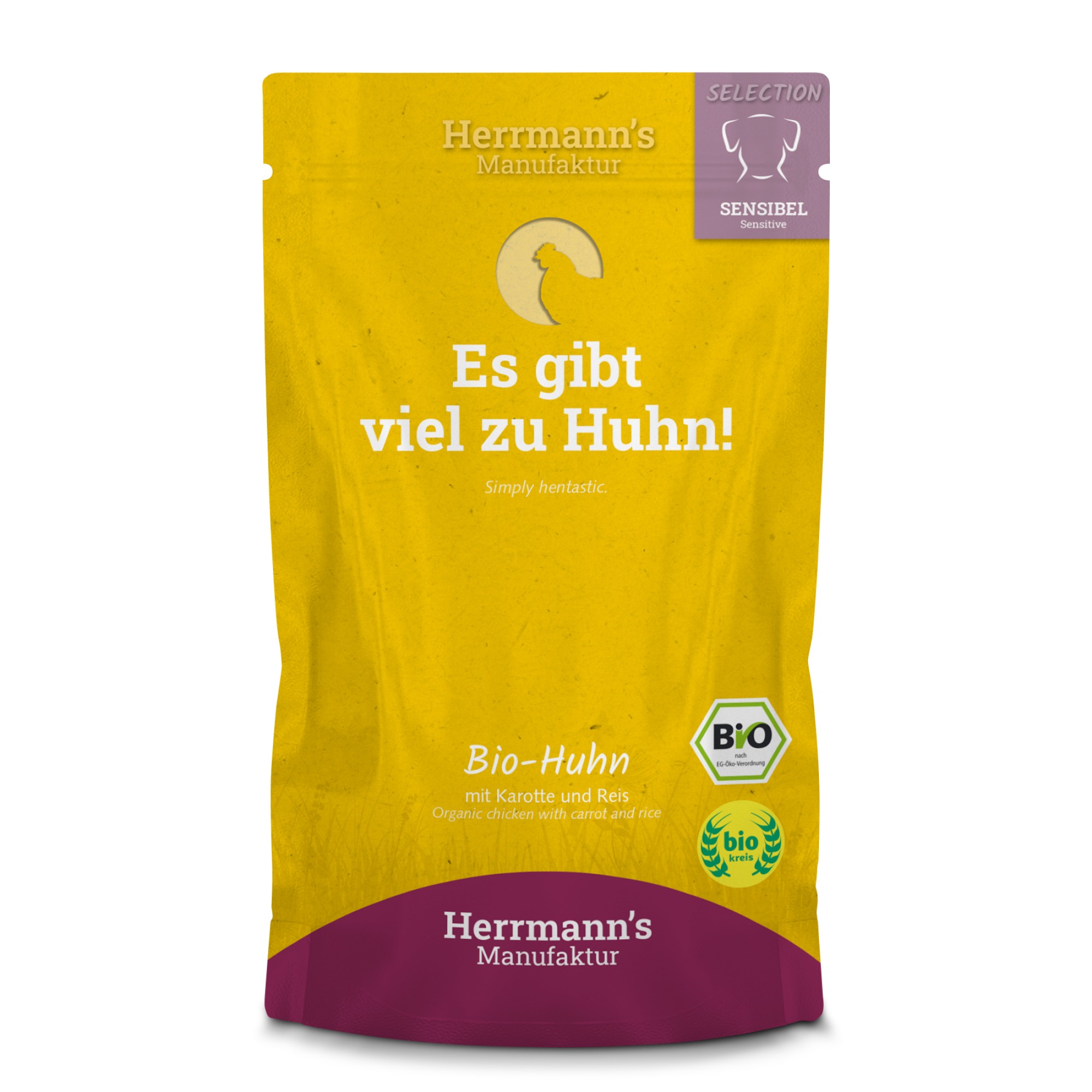 Herrmann's Selection Sensitive pour chiens Bio Poulet avec carotte 150 gr. - par 14 pièces