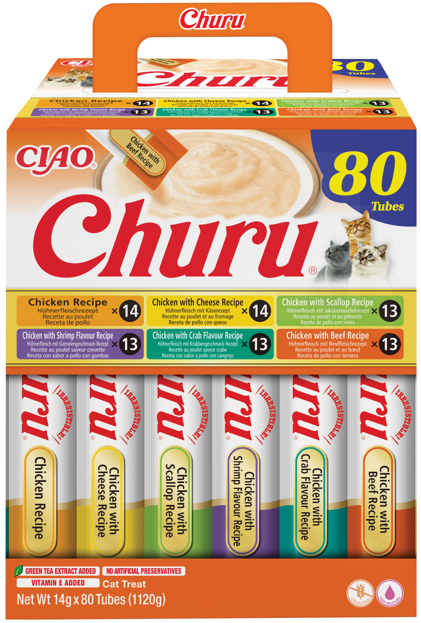 INABA Churu pour chats Purée Multipack Poulet - 80 pièces