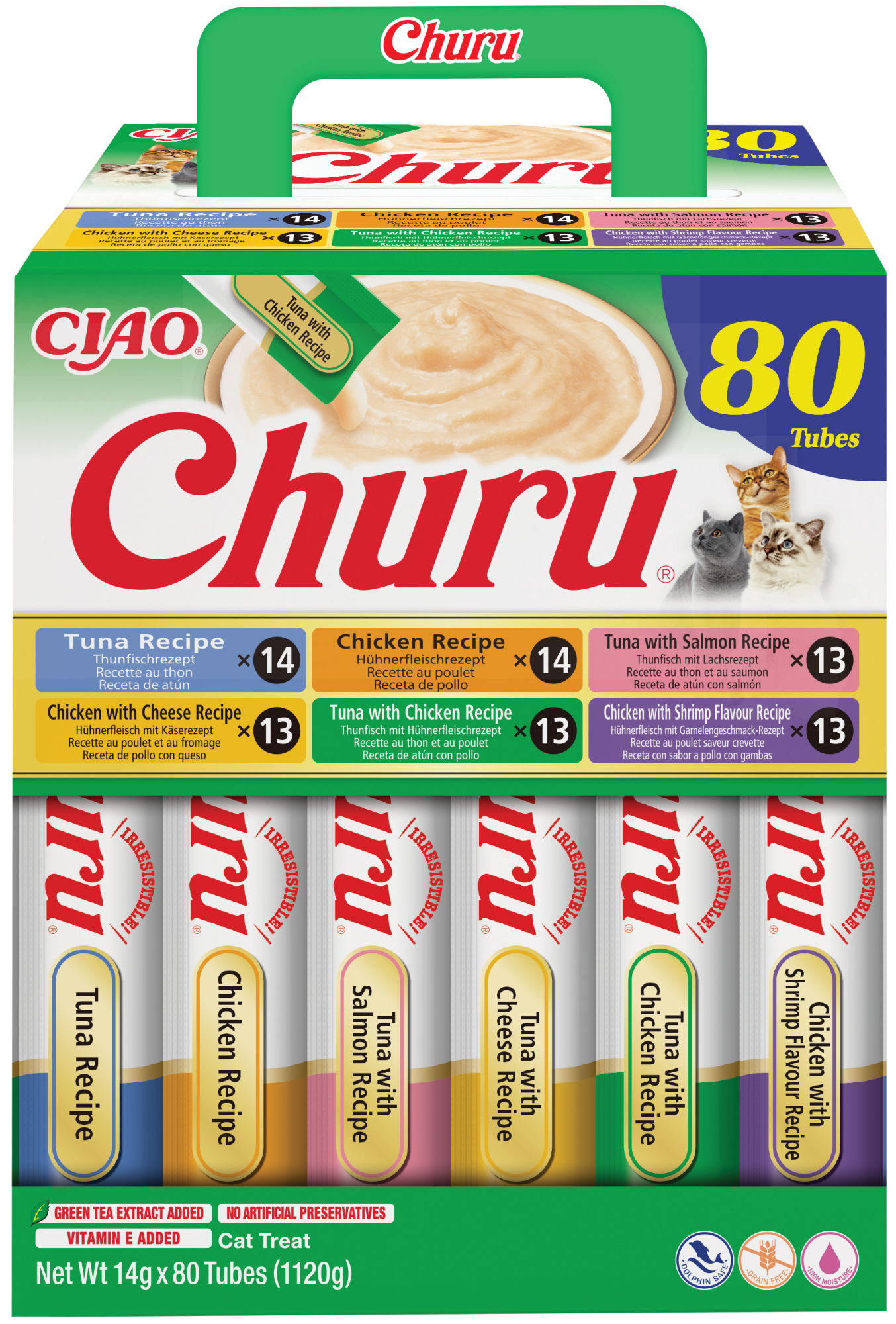 INABA Churu pour chats Purée Multipack Thon et Poulet - 80 pièces