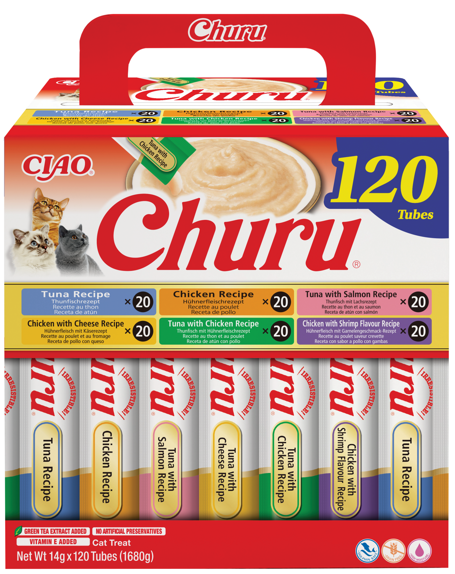 INABA Churu pour chats Purée Multipack Thon et Poulet - 120 pièces