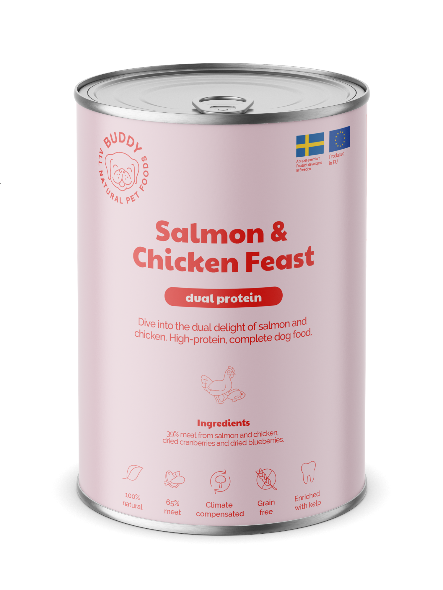 BUDDY Nassfutter für Hunde Salmon & Chicken Feast 400 gr.