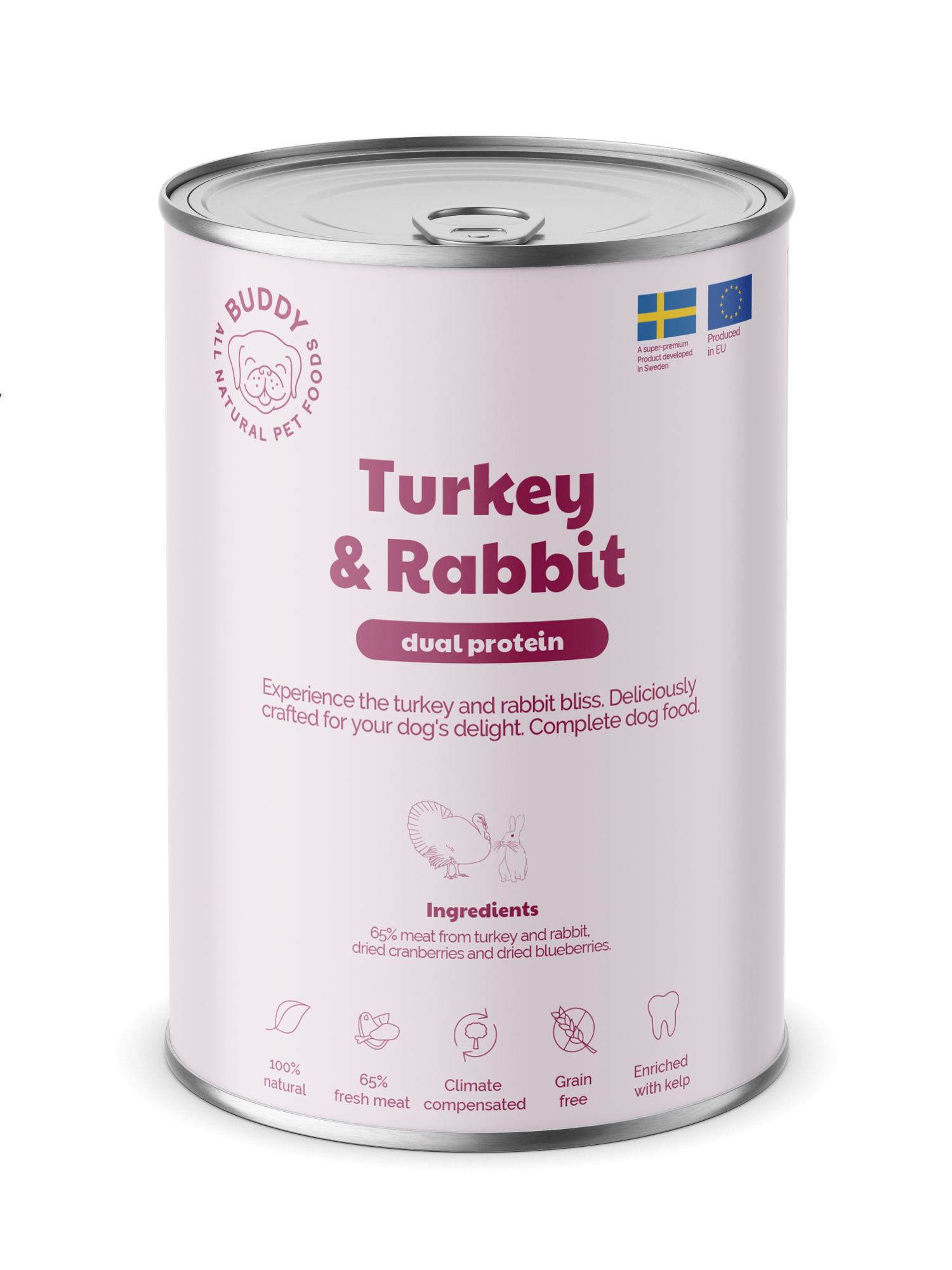 BUDDY Nassfutter für Hunde Turkey & Rabbit 400 gr.