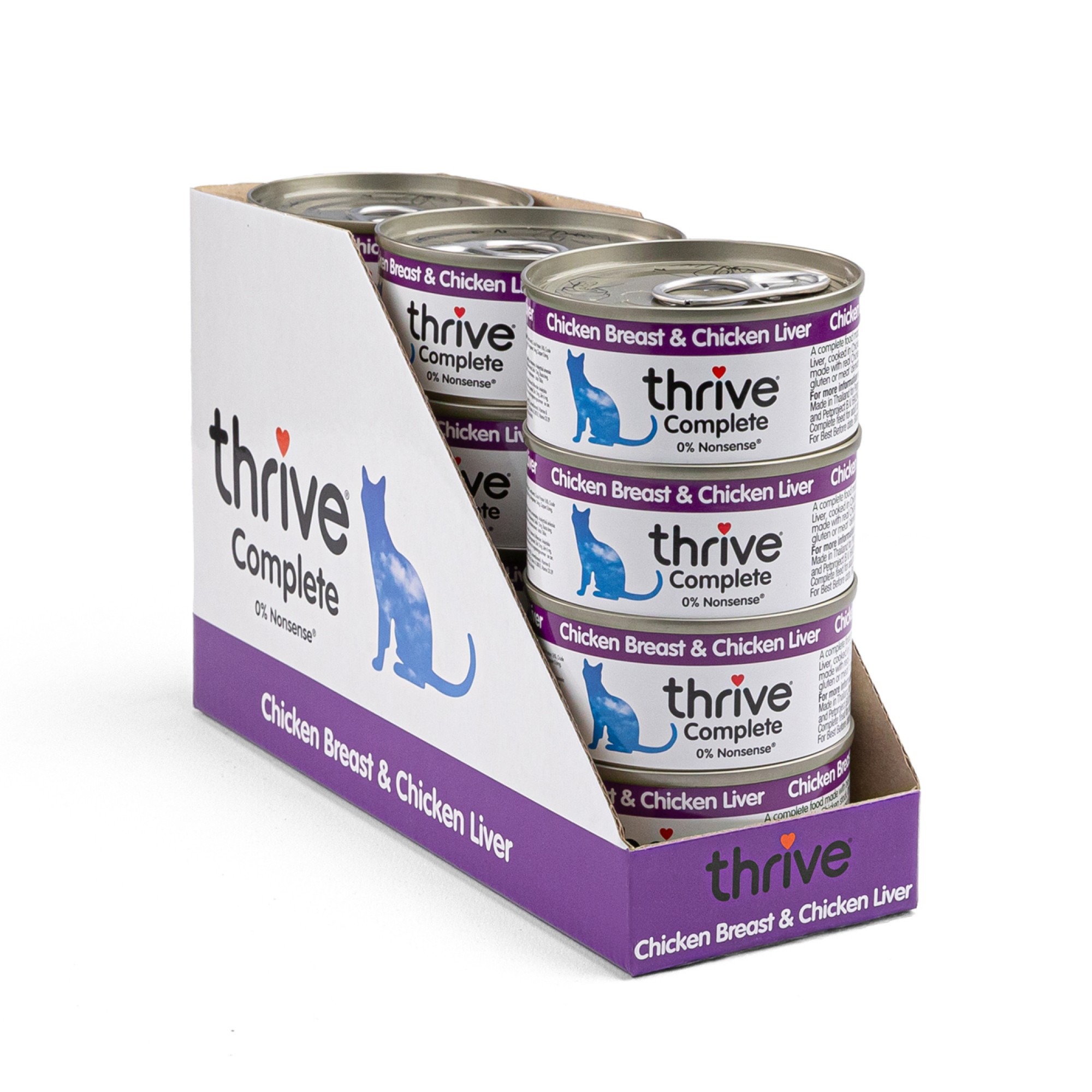 Thrive Nassfutter für Katzen Hühnerbrust mit Hühnerleber 75 g - pro 12 Stück