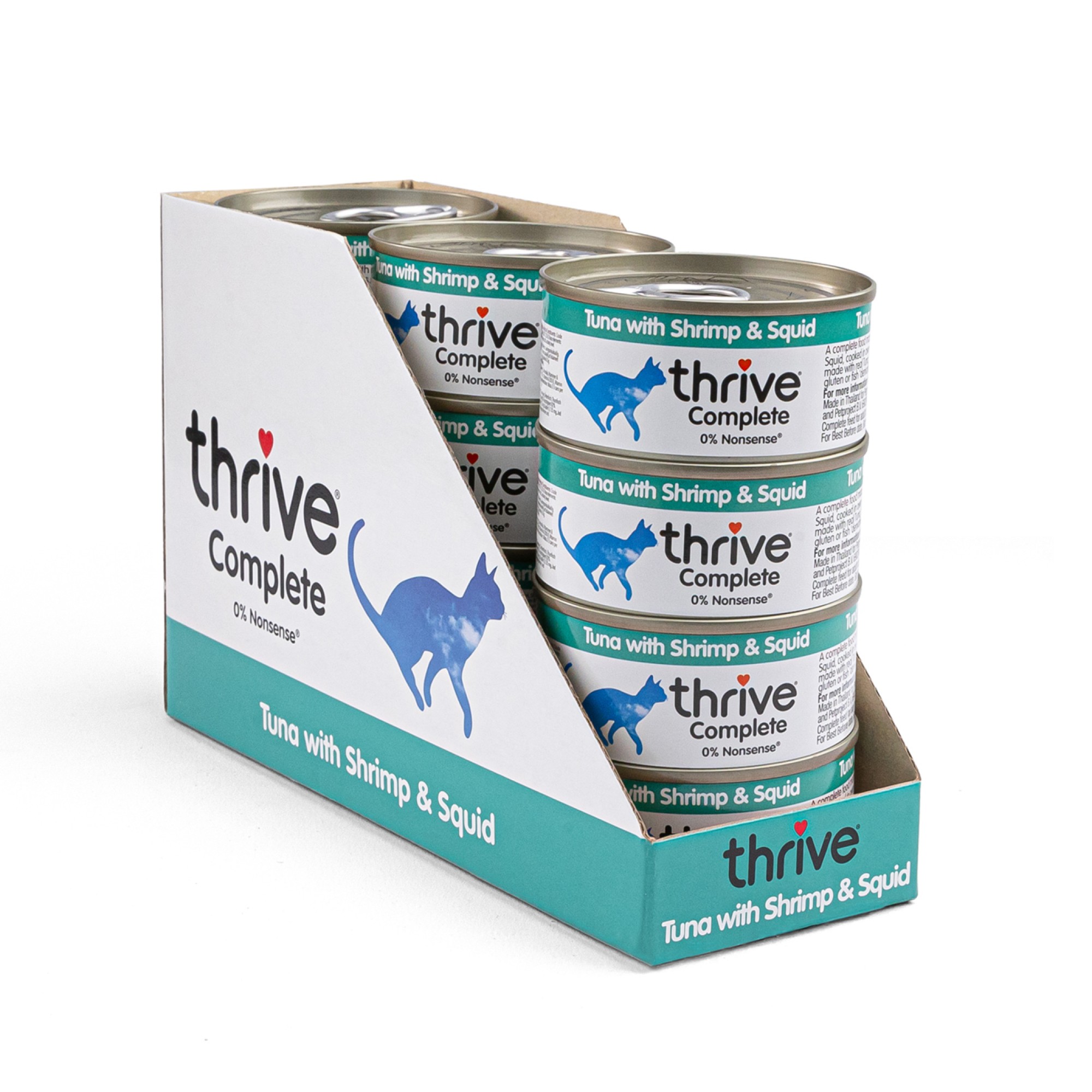 Thrive Katzennassfutter Thunfisch mit Garnelen und Tintenfisch 75 gr. - Pro 12 Stück