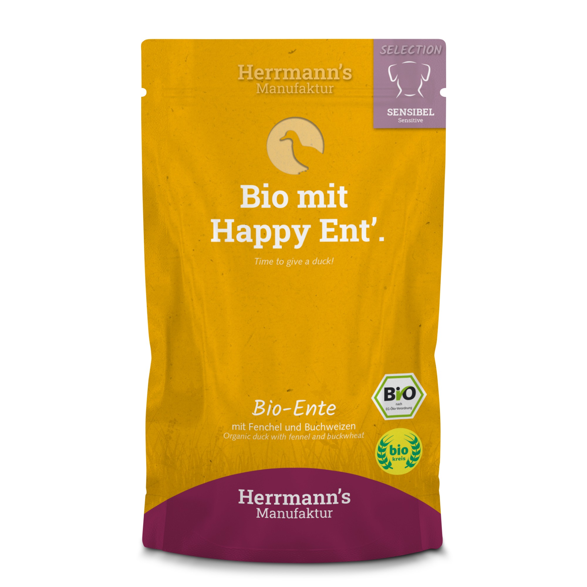 Herrmann's Bio Sensitive hond Eend met venkel 150 gr. - per 14 stuks