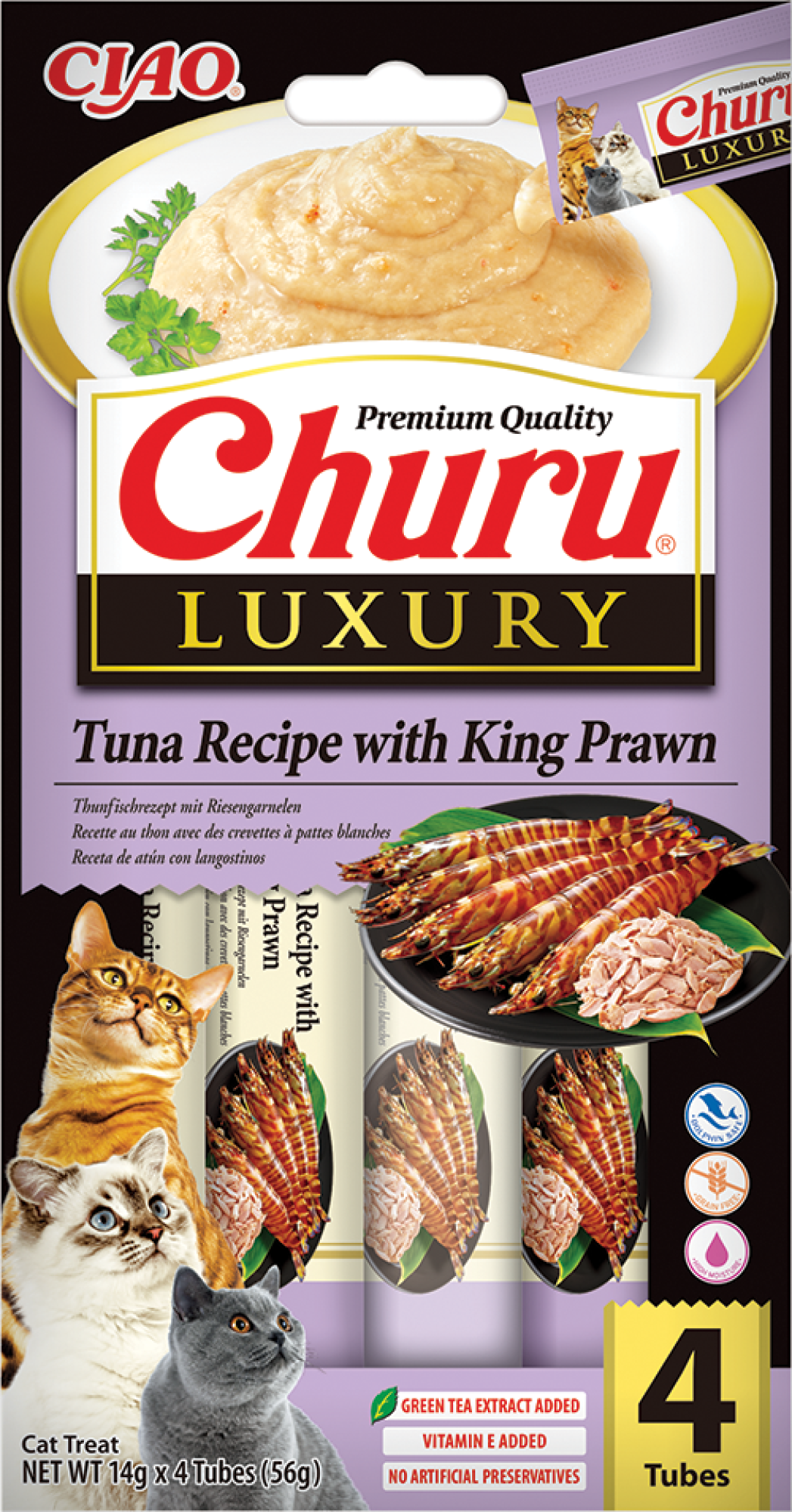INABA Churu Luxury Puree Katzensnacks Thunfisch mit Riesengarnelen