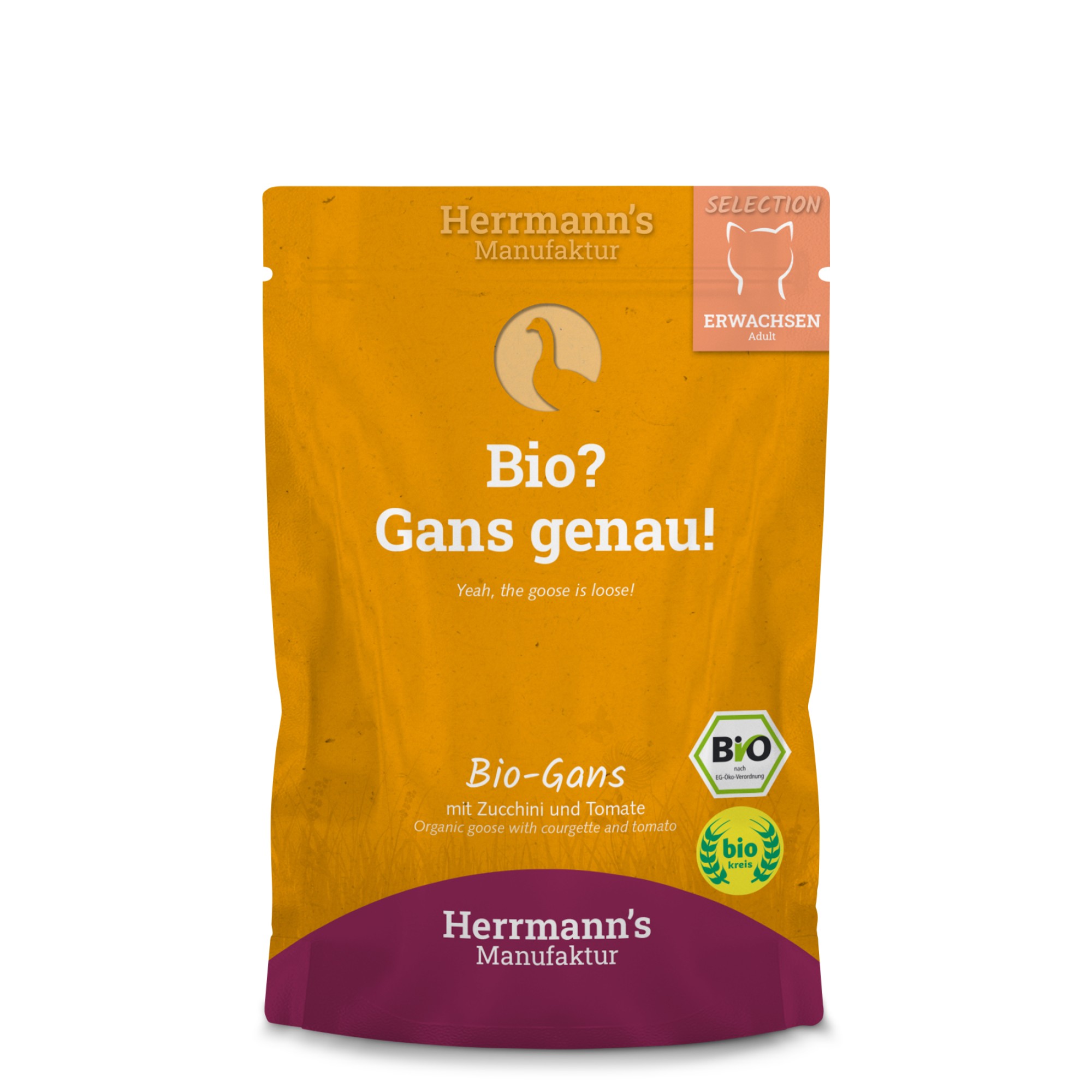 Herrmann's Selection nourriture humide pour chats Bio Oie avec courgette 100 gr. - par 12 pièces