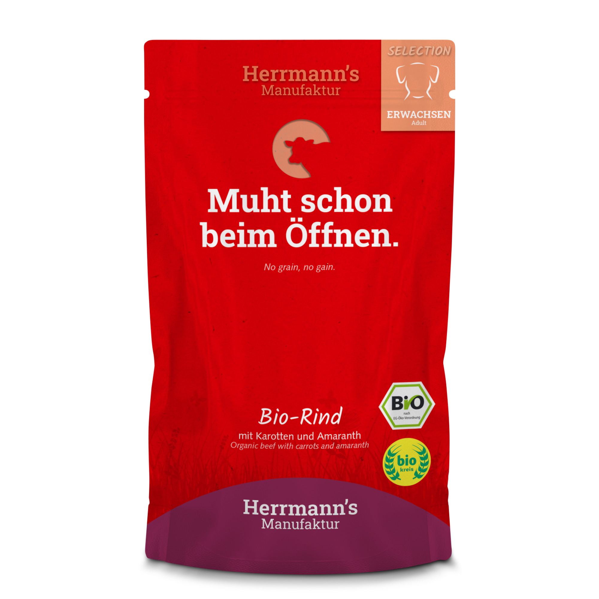Herrmann's Bio Adult hond Rund met wortel 150 gr. - per 14 stuks