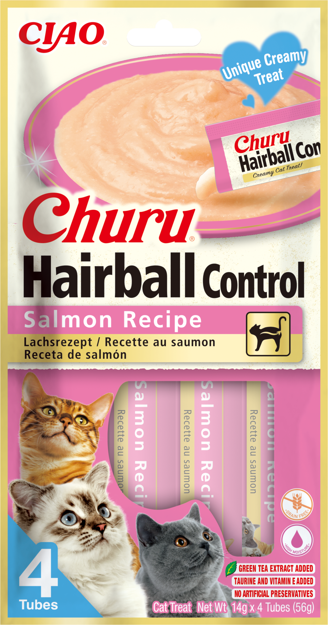 Inaba CIAO Churu Puree Hairball kat Zalm