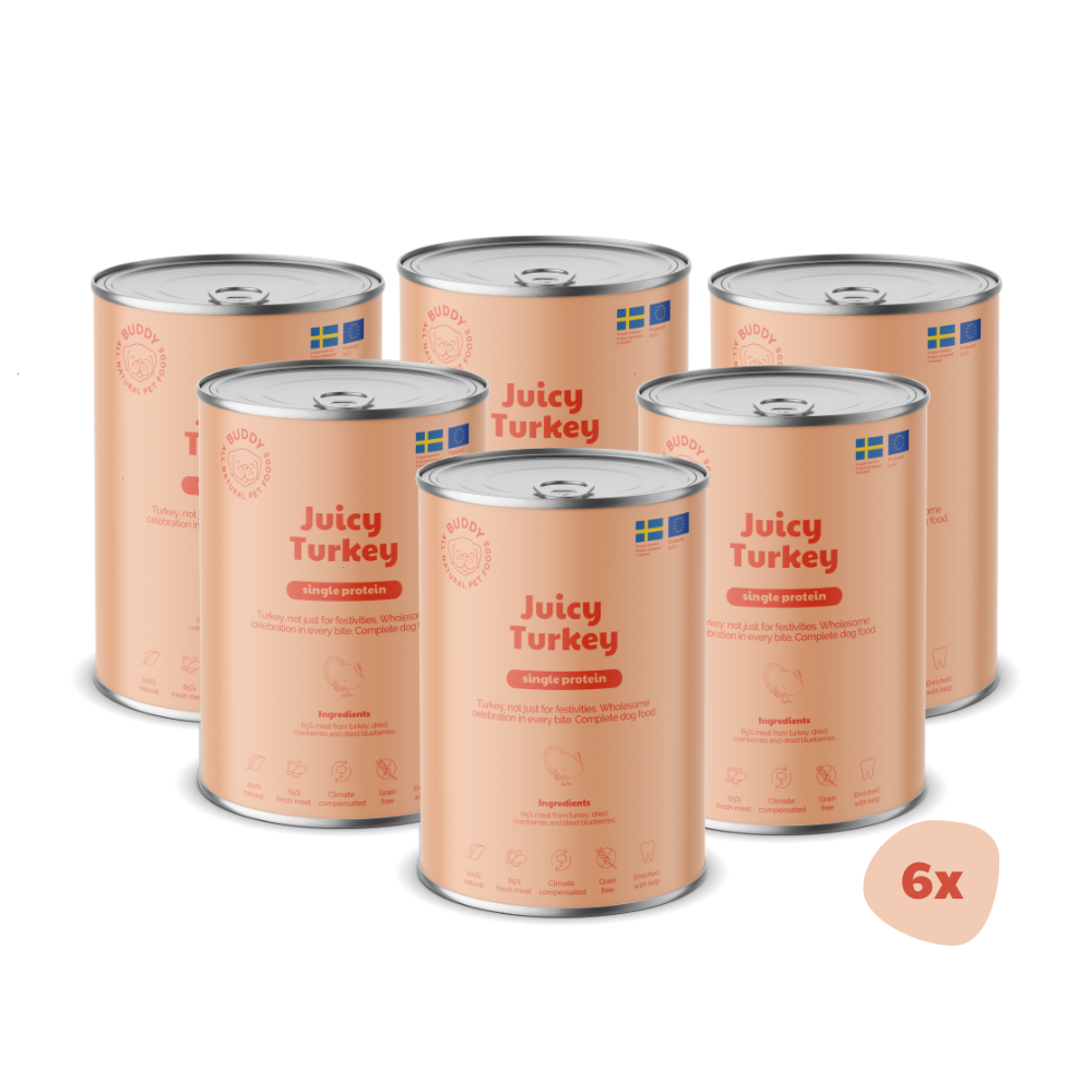 BUDDY natvoeding Juicy Turkey 400 gr. - per 6 stuks