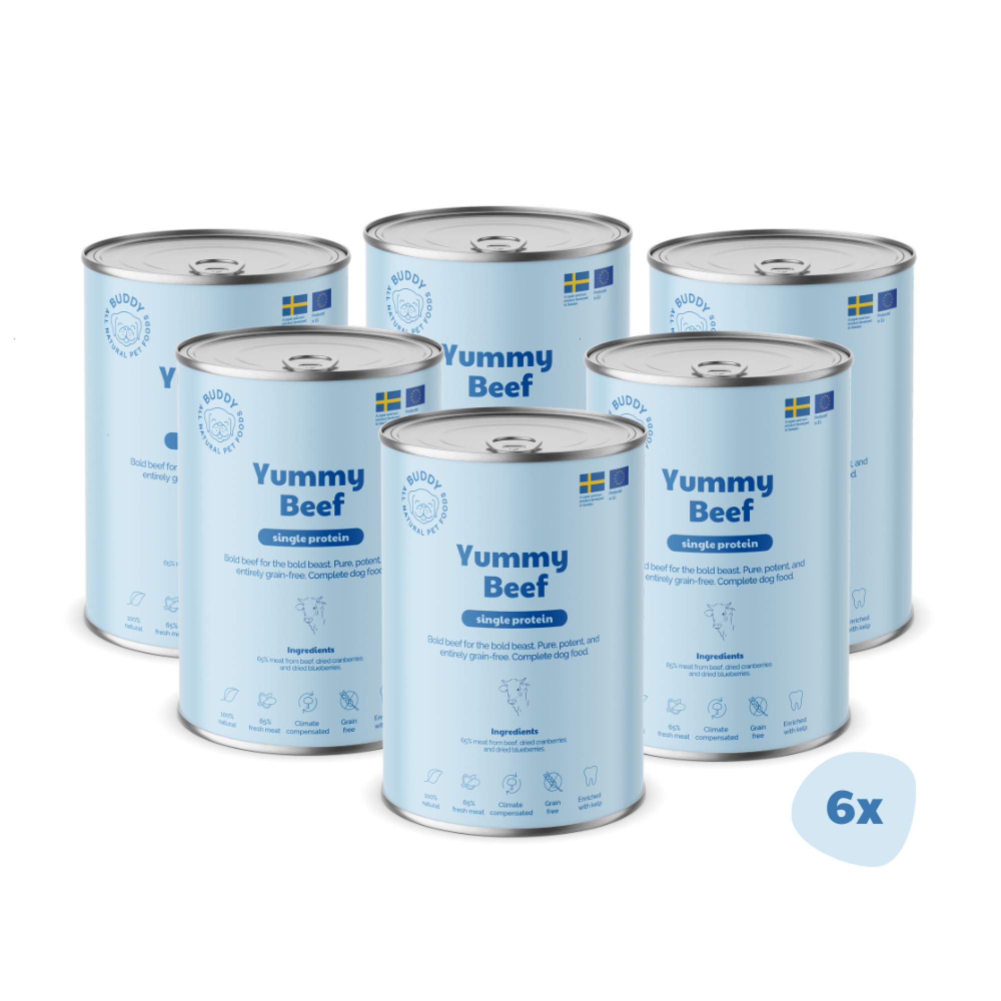 BUDDY natvoeding Yummy Beef 400 gr. - per 6 stuks
