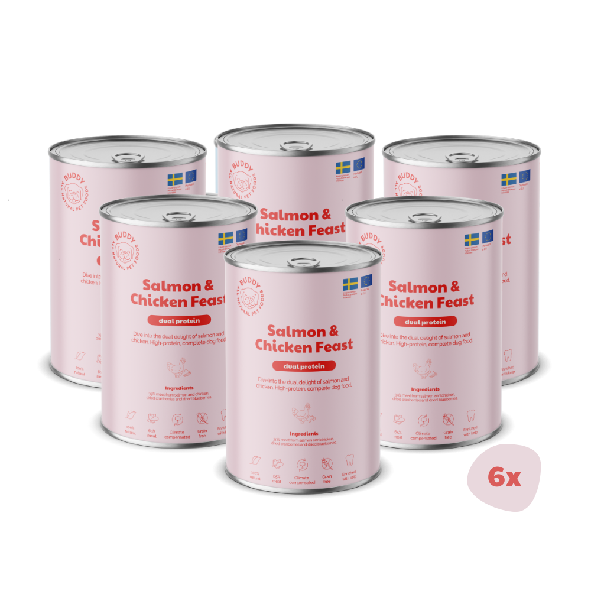 BUDDY natvoeding Salmon & Chicken Feast 400 gr. - per 6 stuks