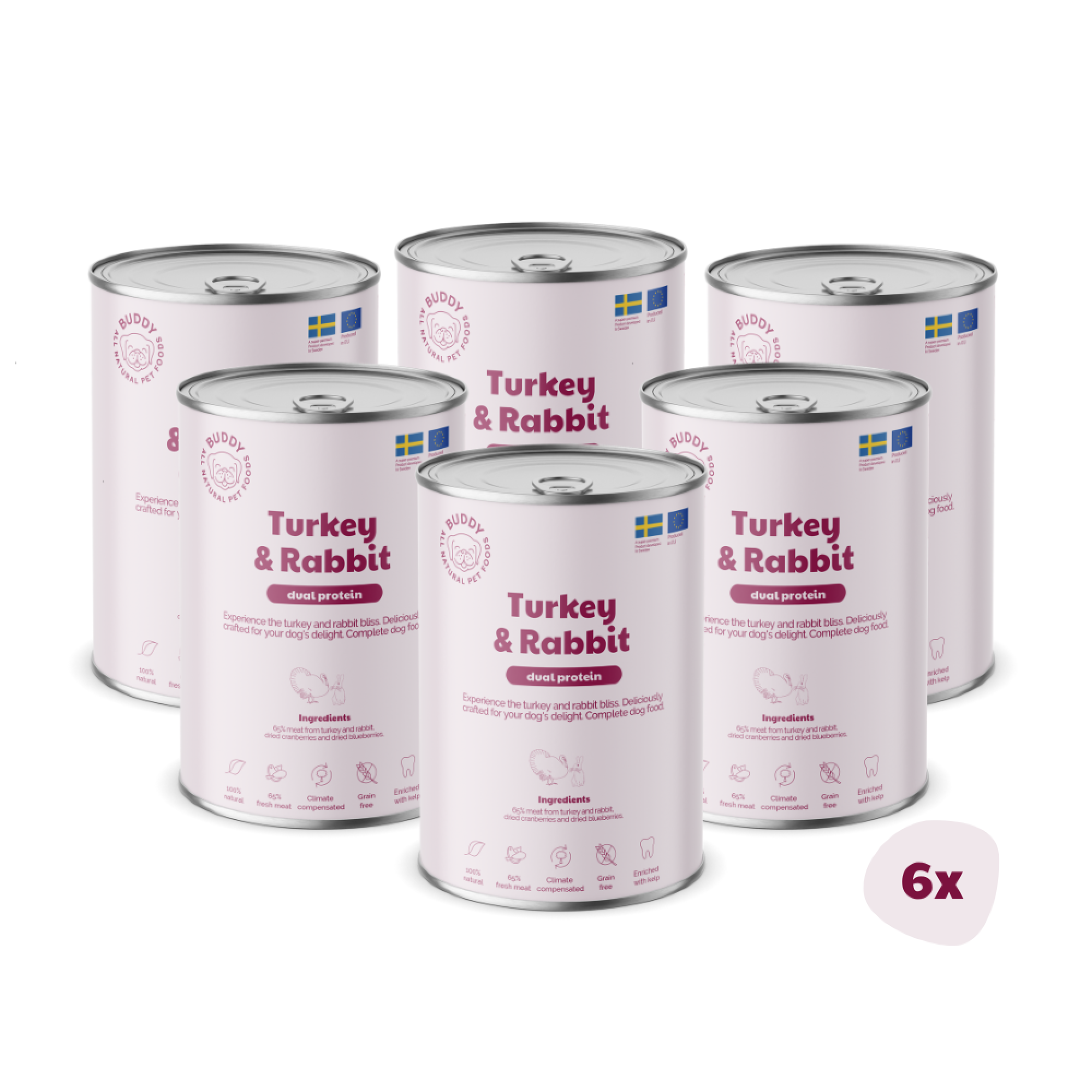 BUDDY natvoeding Turkey & Rabbit 400 gr. - per 6 stuks