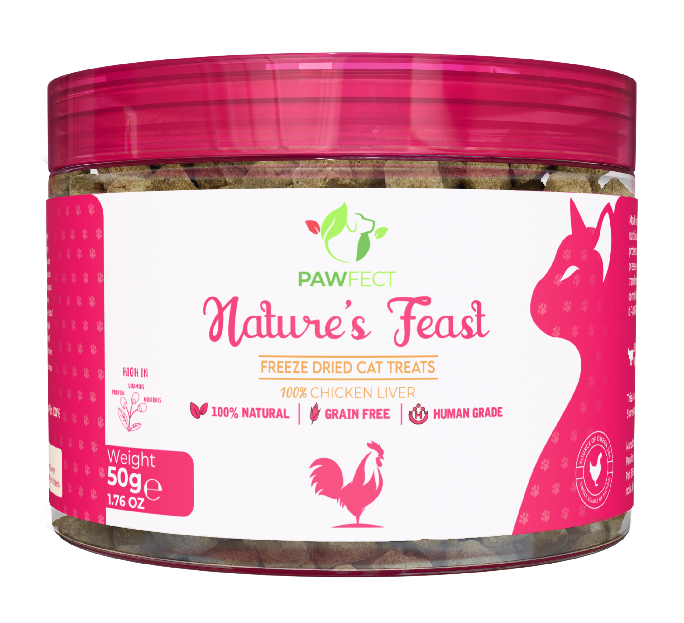 Pawfect Freeze Dried Katzensnack Hühnerleber 50 gr.