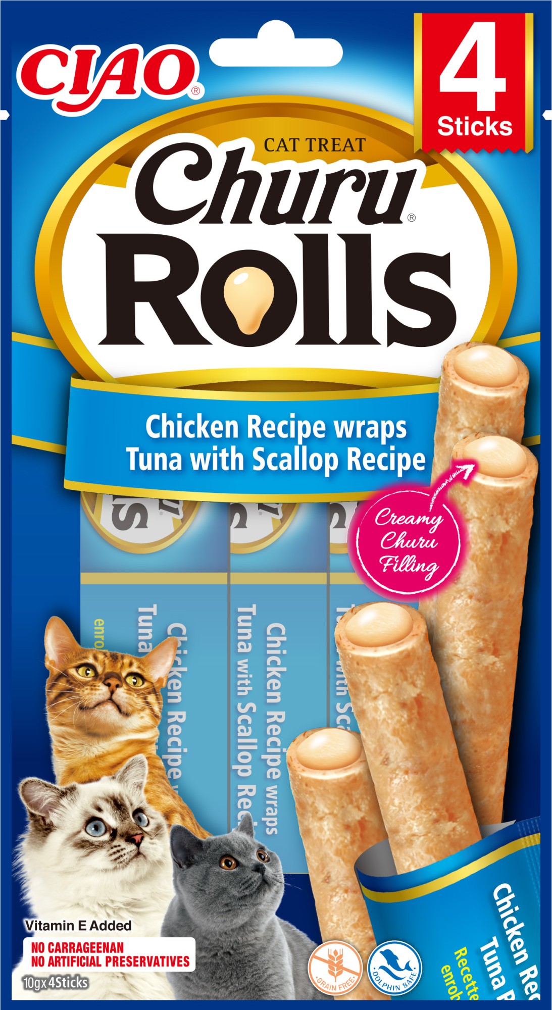 CIAO Churu Rolls Poulet fourré au Thon et coquilles Saint-Jacques