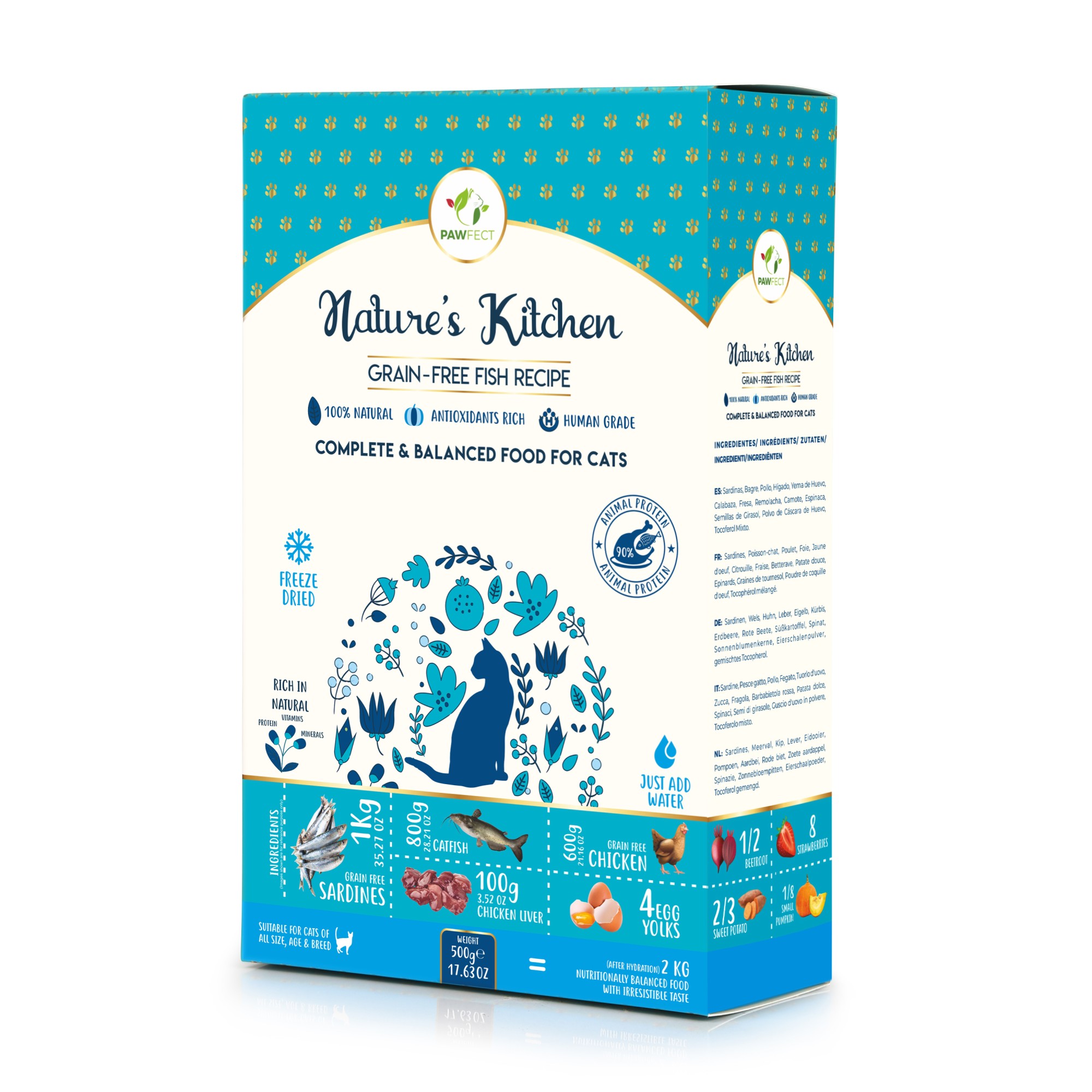 Pawfect Freeze Dried kattenvoeding Vis 500 gr.