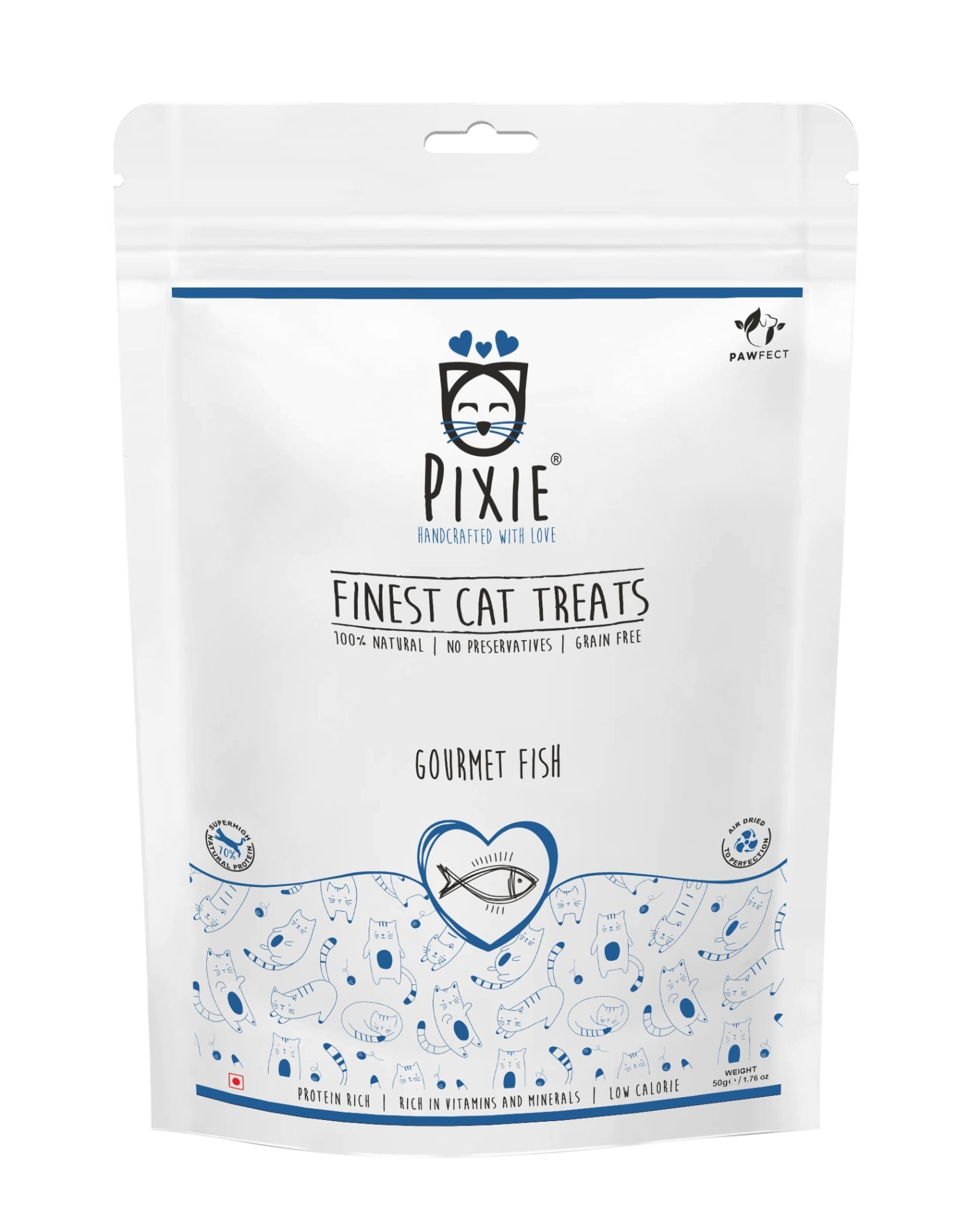 Pawfect Pixie Friandises pour chats séchés à l'air Poisson 50 gr.