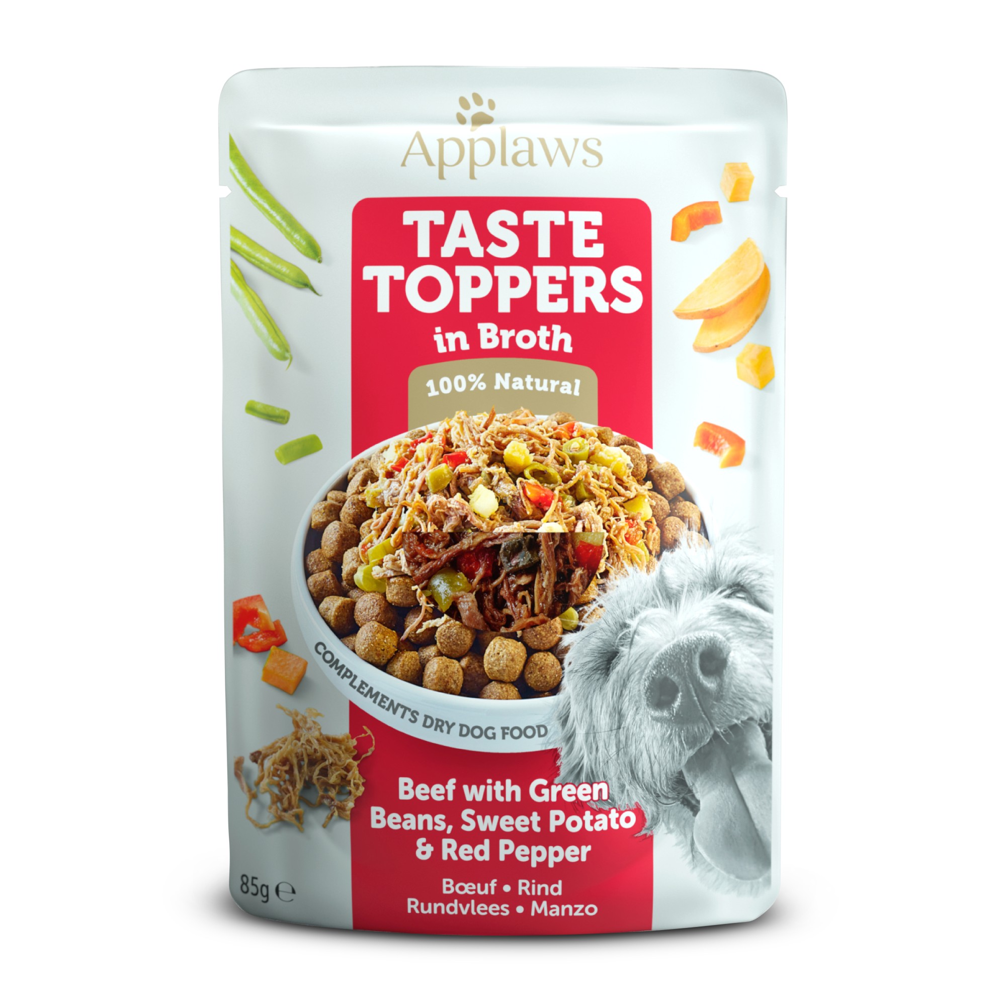 Applaws Dog Taste Toppers Bœuf aux haricots verts en bouillon 85 gr. - par 12 pièces