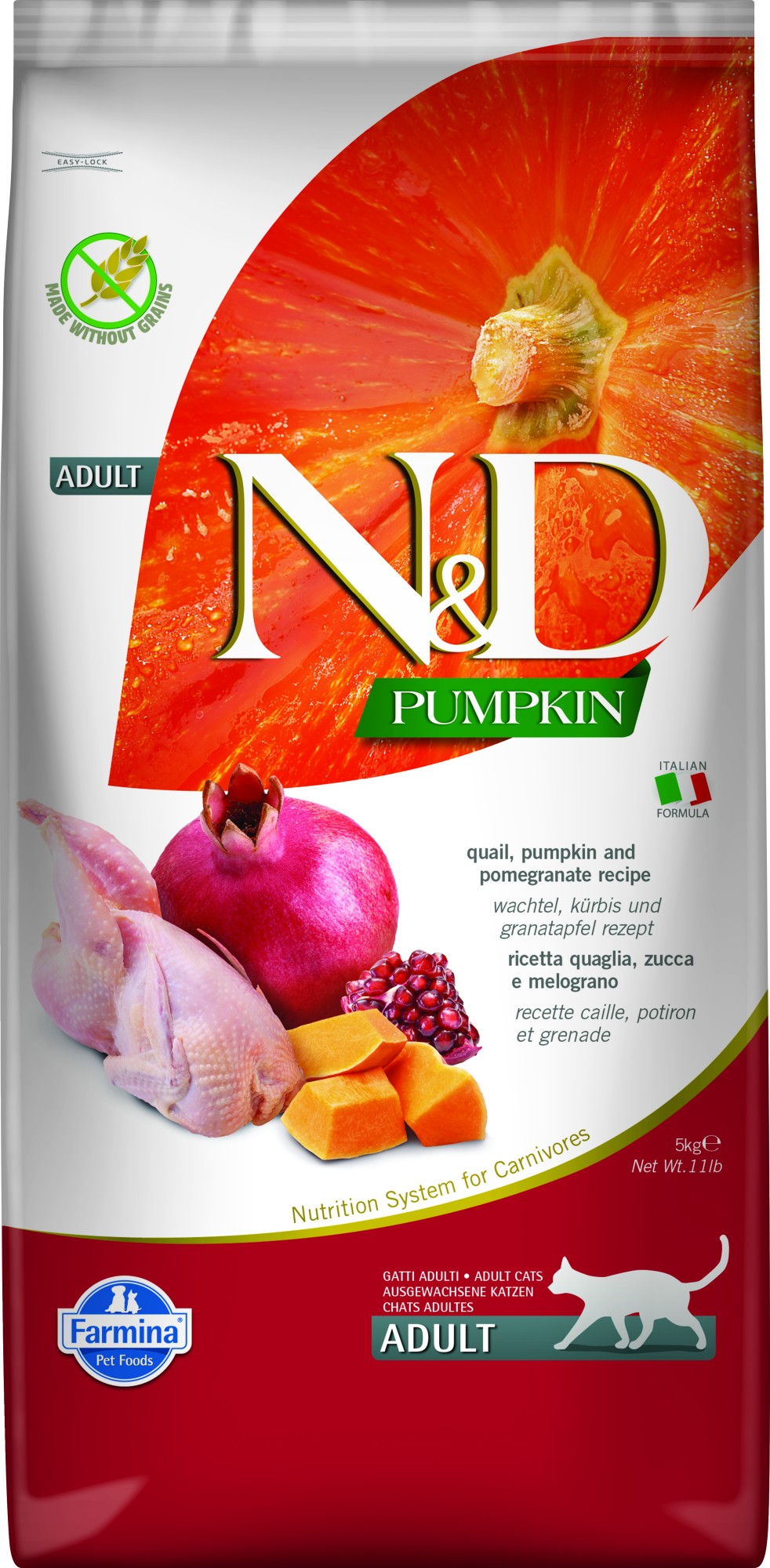 N&D Pumpkin nourriture pour chats Caille 5 kg