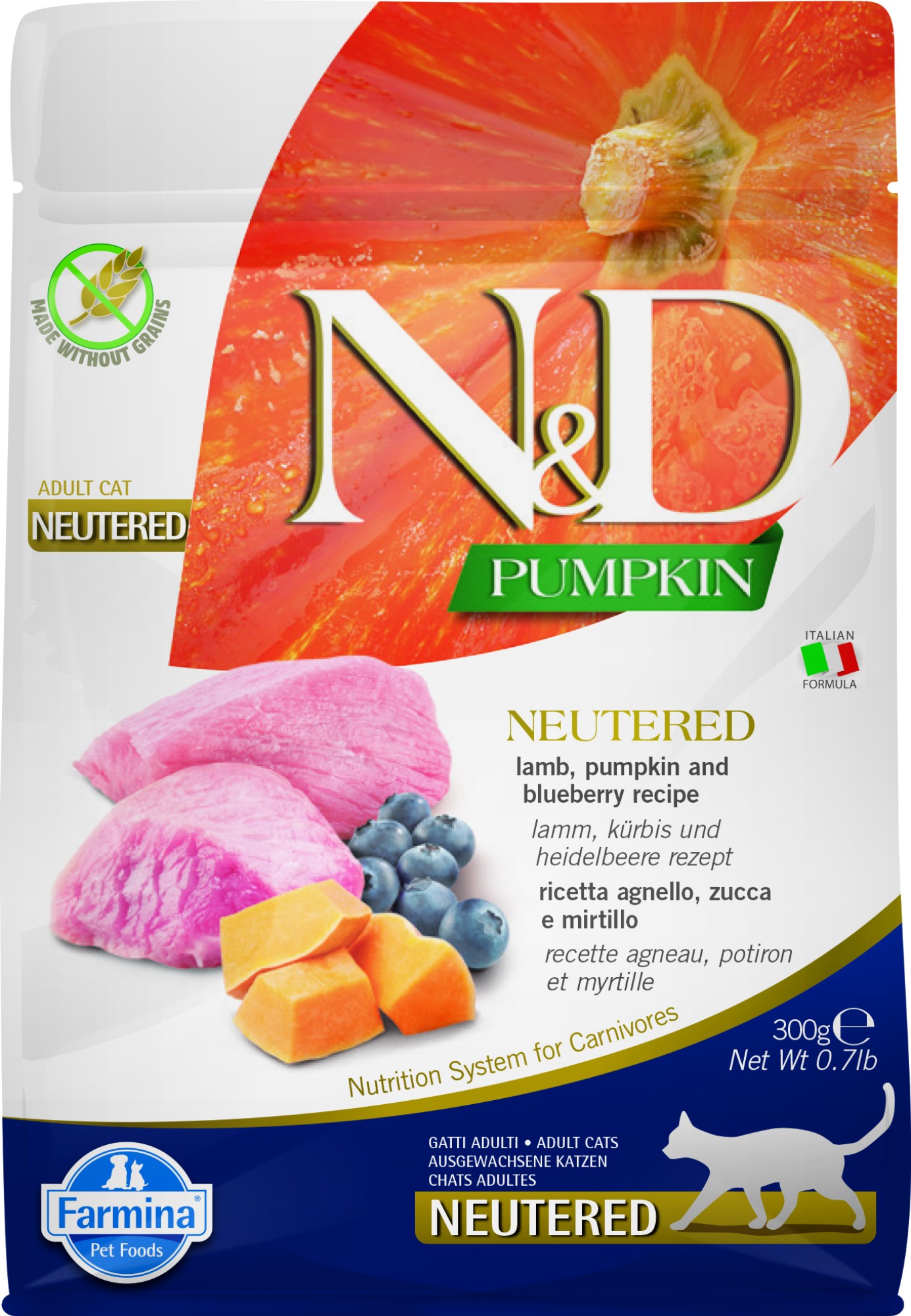 N&D Pumpkin nourriture pour le chat castré Agneau 300 gr.