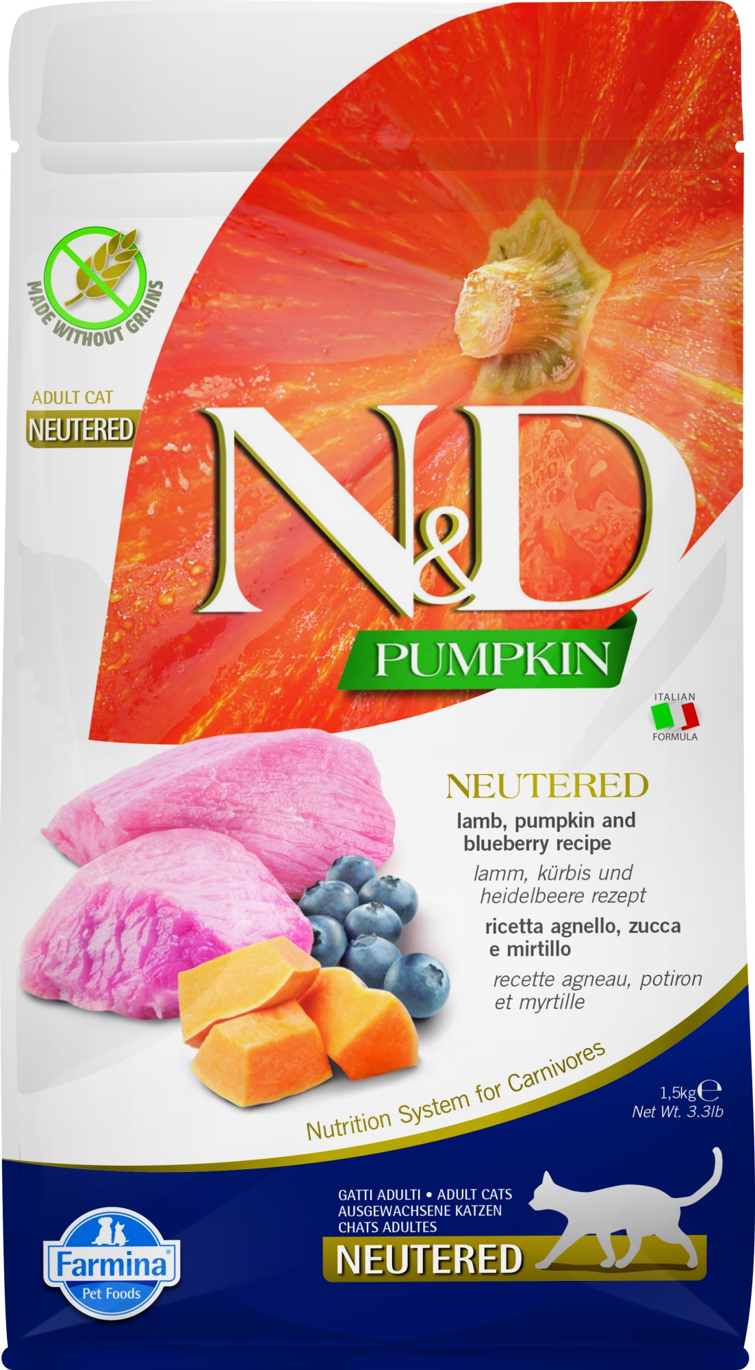 N&D Pumpkin nourriture pour le chat castré Agneau 1,5 kg