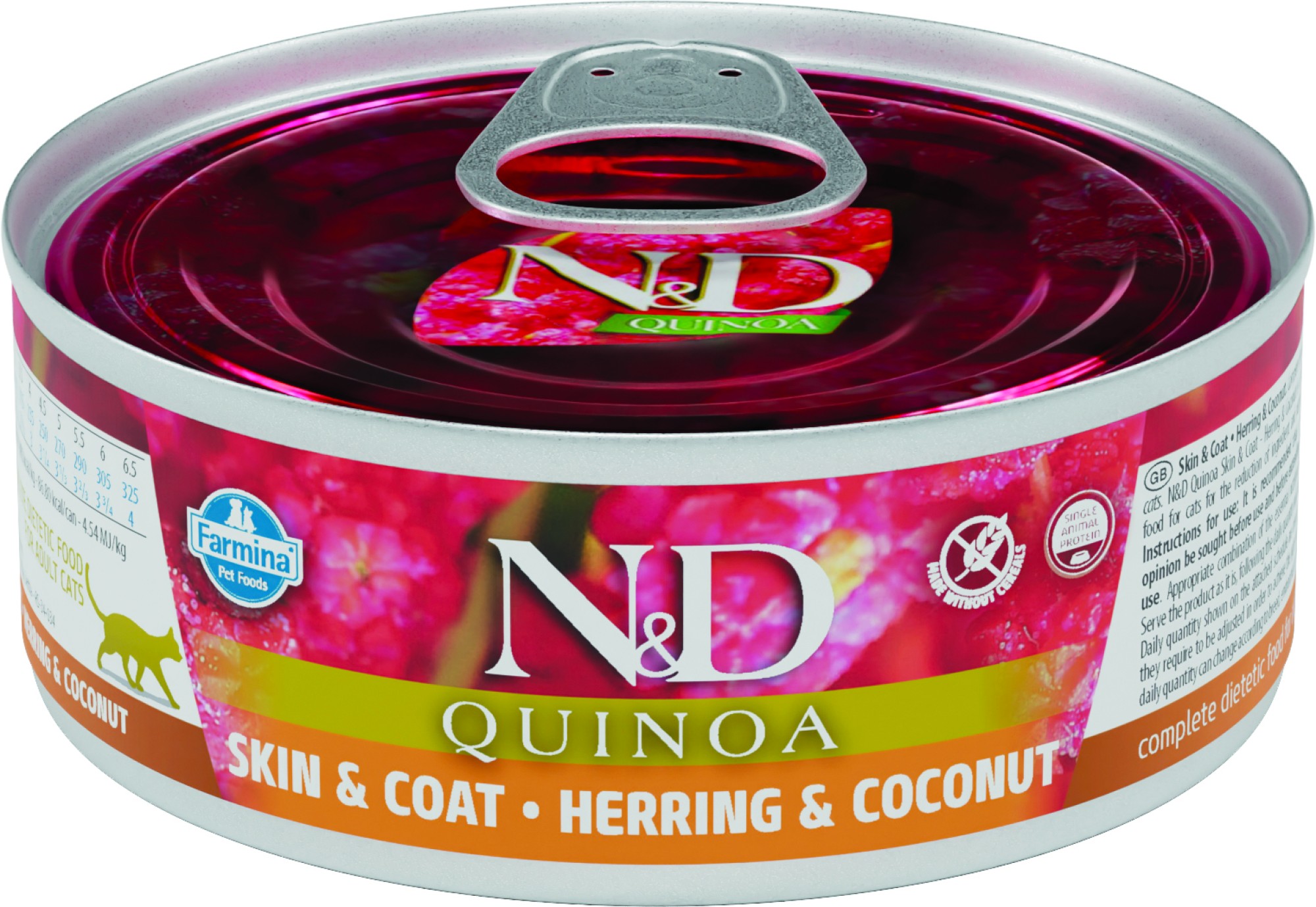 N&D Quinoa Skin & Coat nourriture humide pour chats Hareng 80 gr. - par 24 pièces