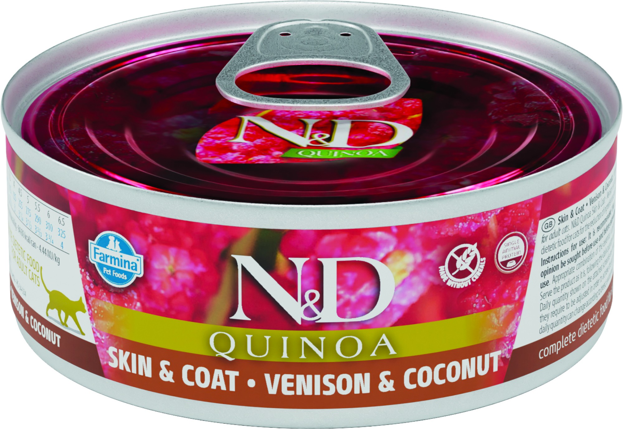 N&D Quinoa Skin & Coat nourriture humide pour chats Cerf 80 gr. - par 24 pièces