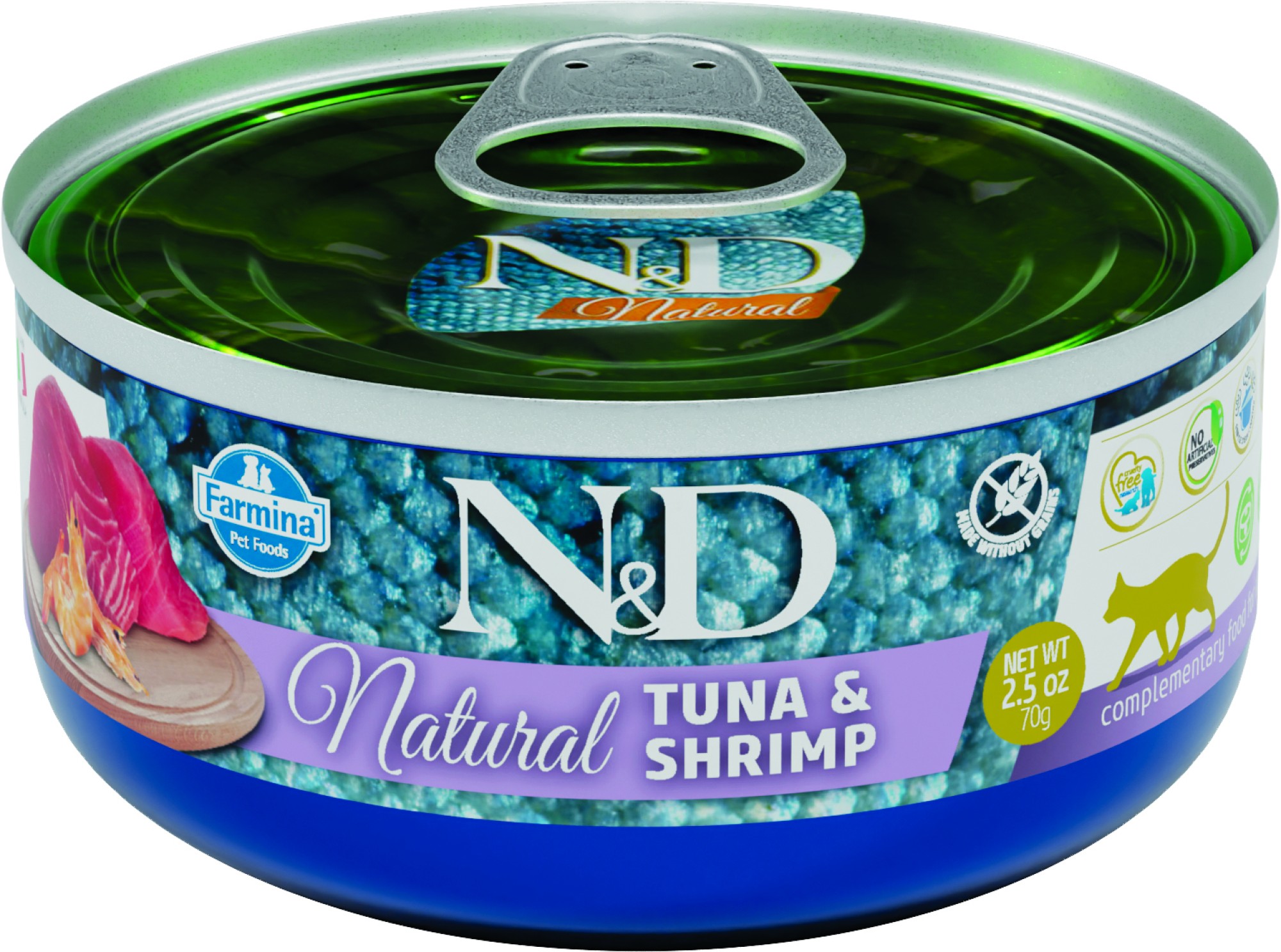 N&D Natural nourriture humide pour chats Thon et crevettes 70 gr. - par 24 pièces