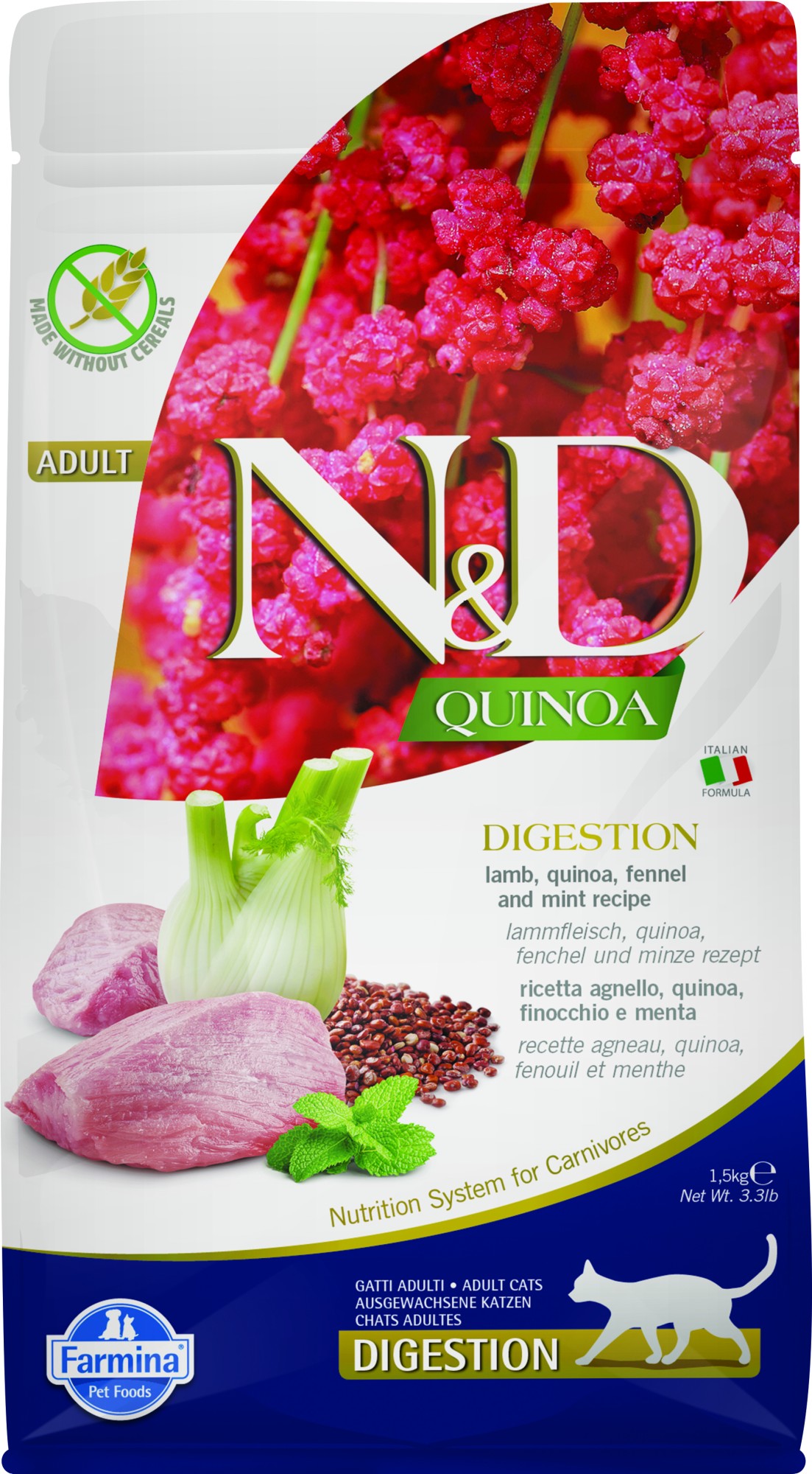 N&D Quinoa Digestion nourriture pour chats Agneau 1,5 kg