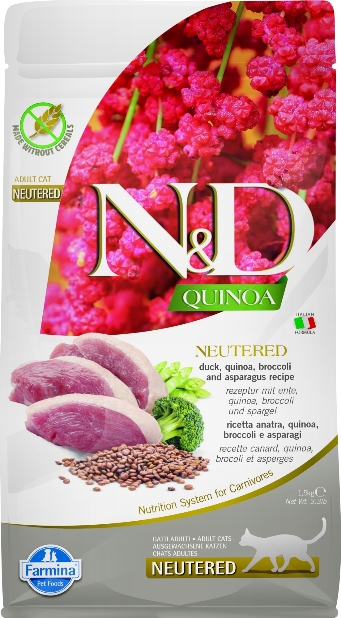 N&D Quinoa Skin & Coat nourriture pour chats Canard 1,5 kg