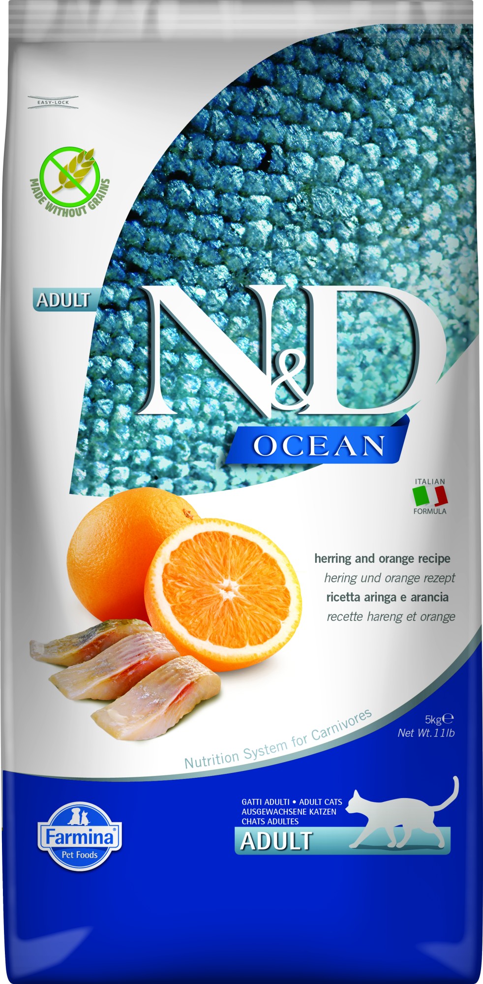 N&D Ocean Katzenfutter Hering mit Orange 5 kg