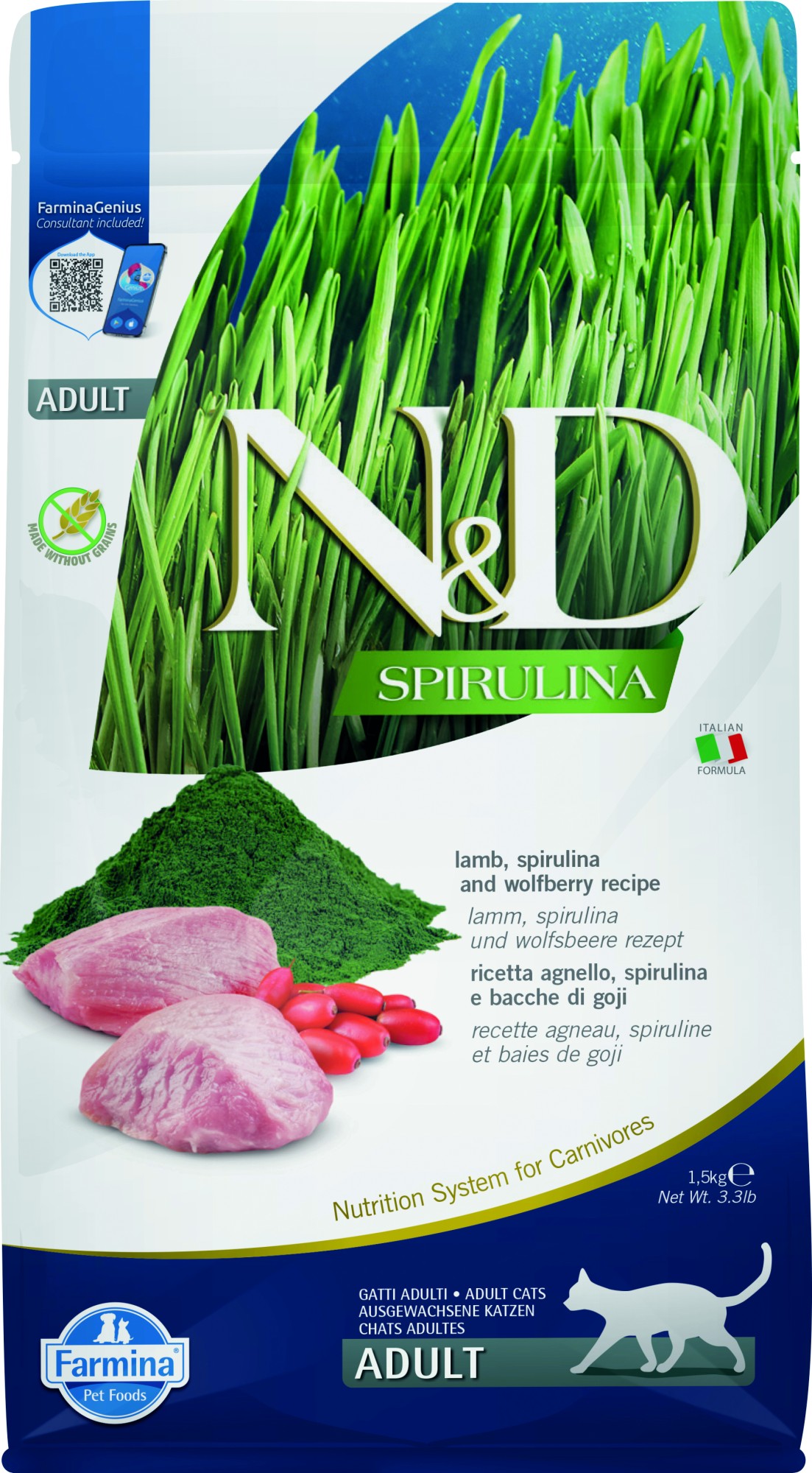 N&D Spirulina nourriture pour chats Agneau 1,5 kg