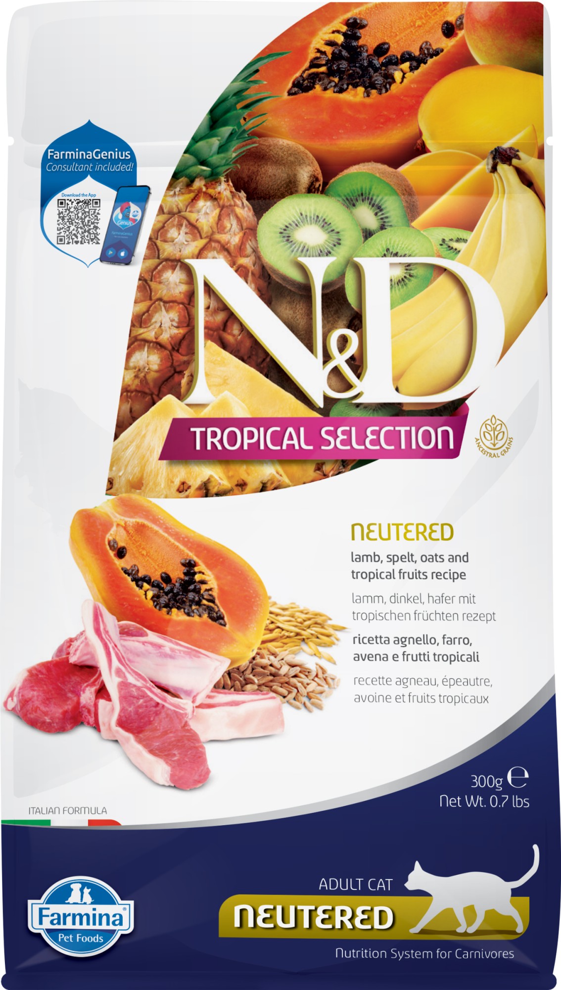 N&D Tropical nourriture pour le chat castré Agneau 300 gr.
